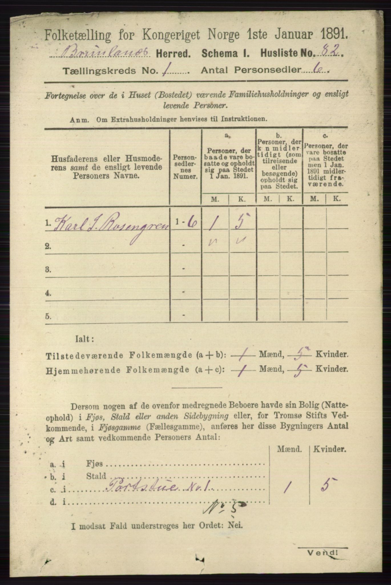 RA, 1891 census for 0726 Brunlanes, 1891, p. 120