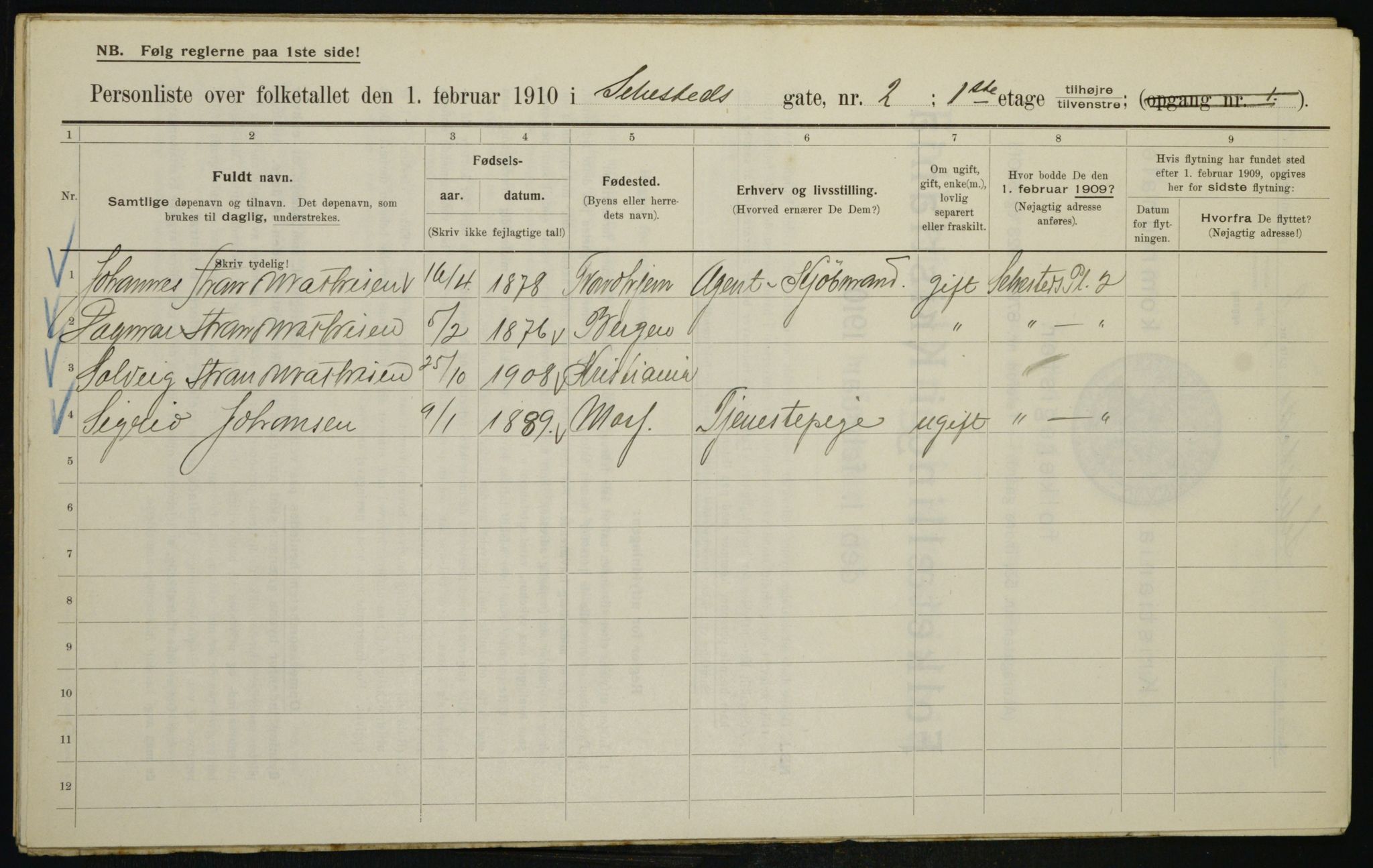 OBA, Municipal Census 1910 for Kristiania, 1910, p. 89545