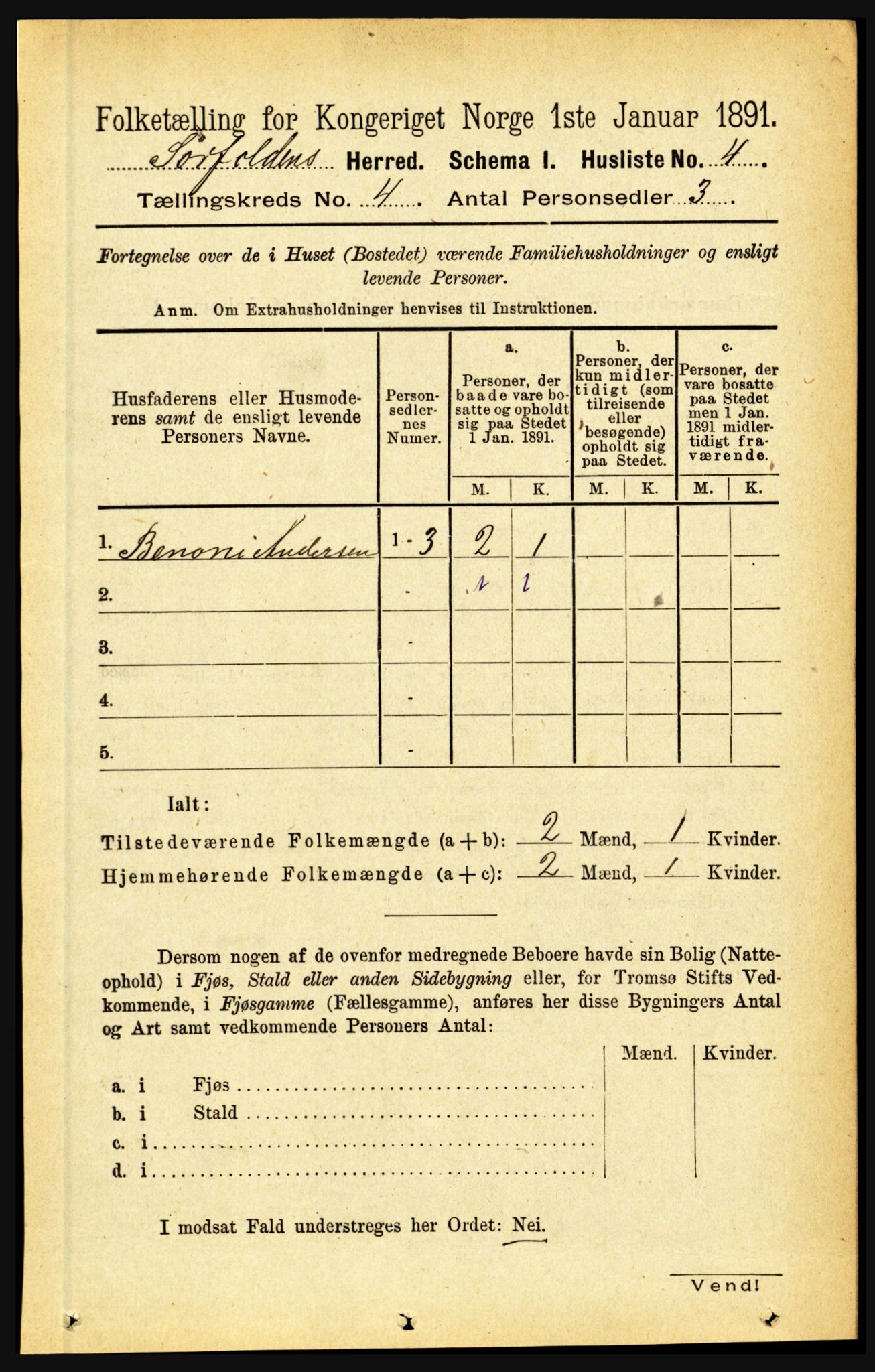 RA, 1891 census for 1845 Sørfold, 1891, p. 901