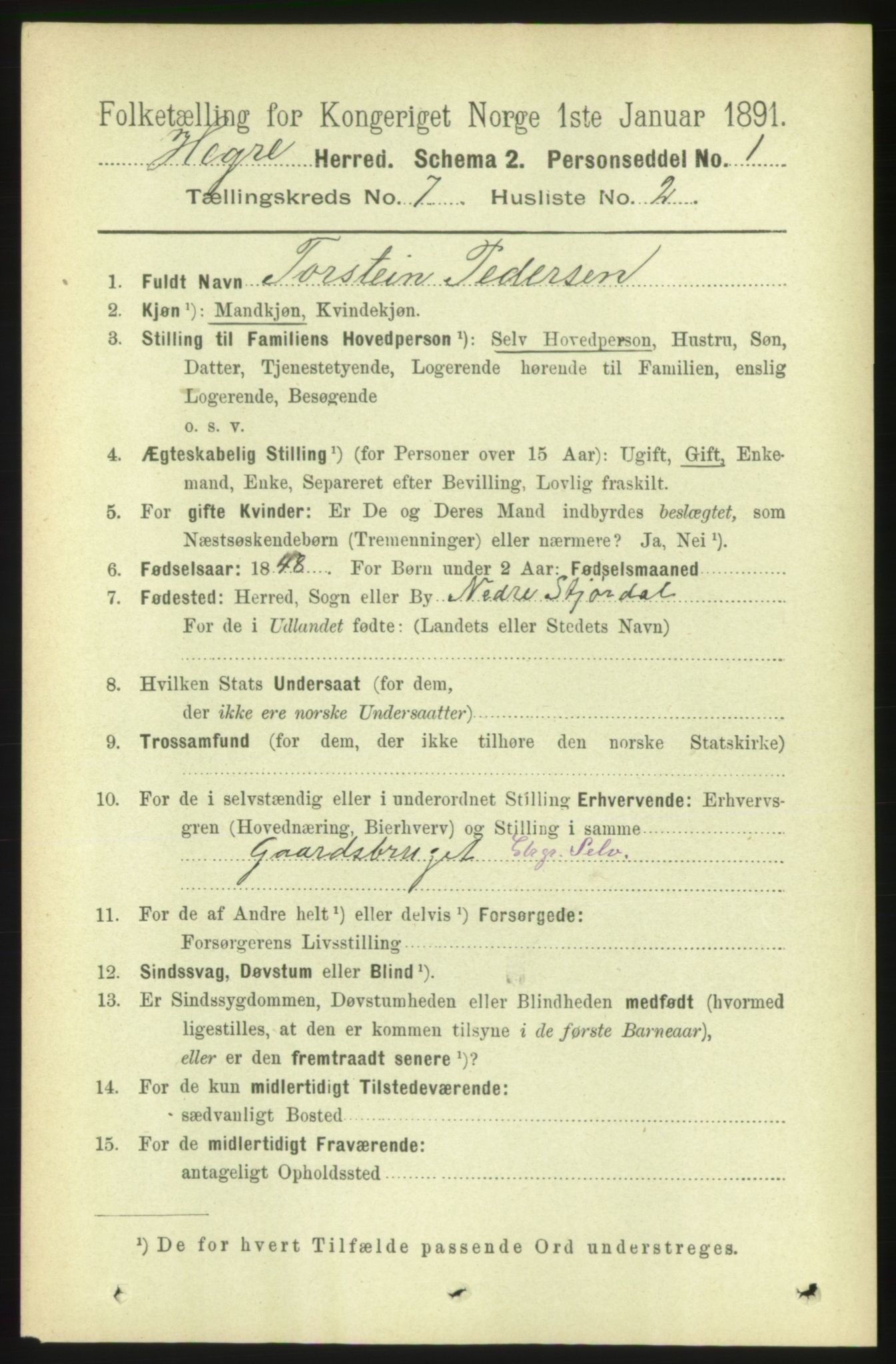 RA, 1891 census for 1712 Hegra, 1891, p. 2819