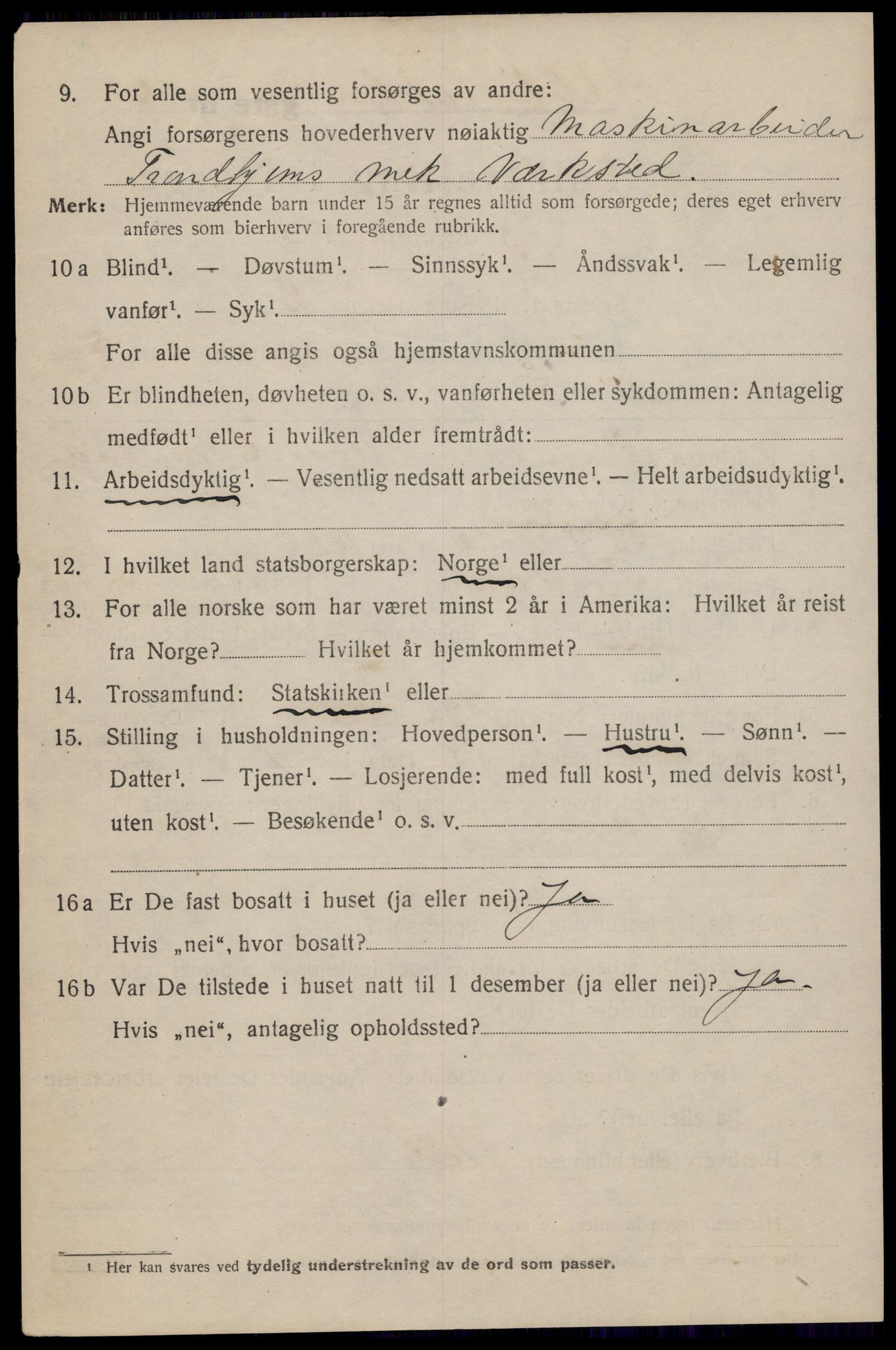 SAT, 1920 census for Trondheim, 1920, p. 42491