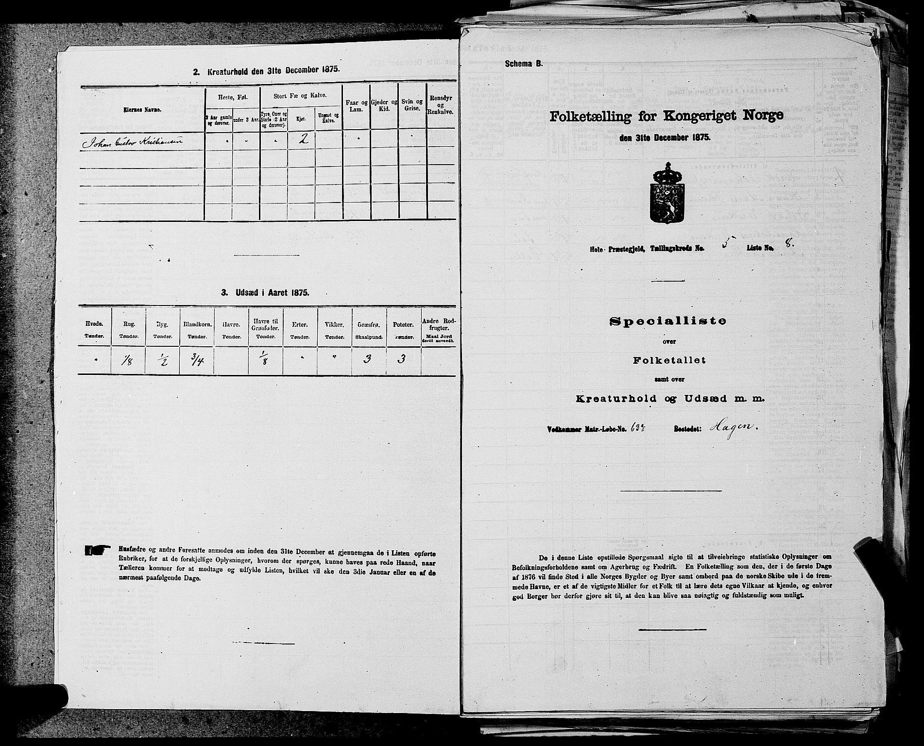 SAKO, 1875 census for 0612P Hole, 1875, p. 860