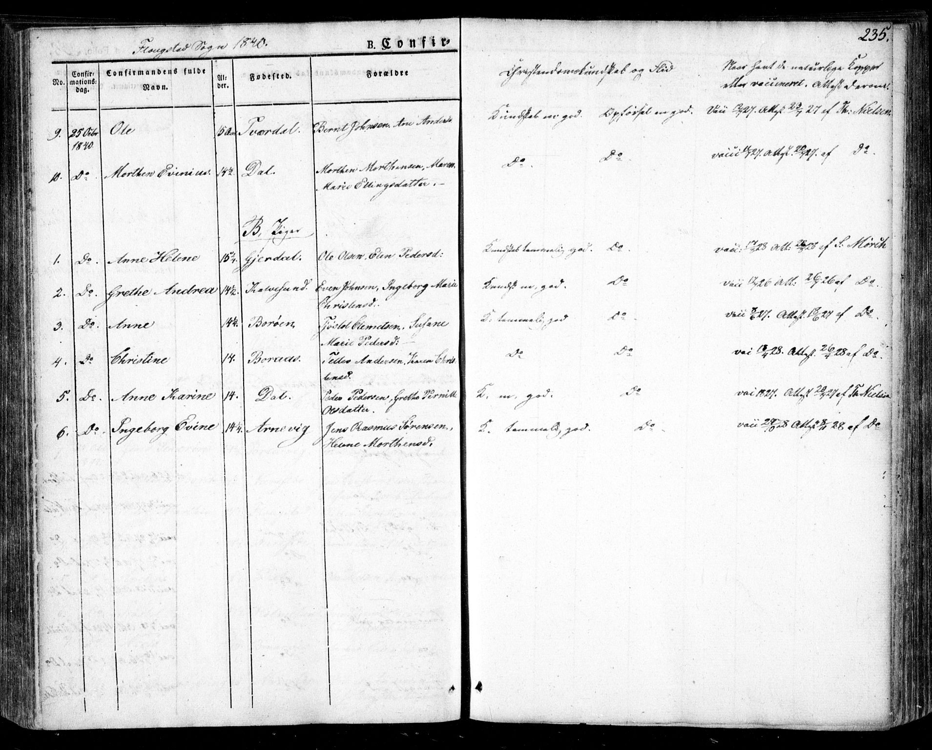 Dypvåg sokneprestkontor, SAK/1111-0007/F/Fa/Faa/L0004: Parish register (official) no. A 4, 1824-1840, p. 235