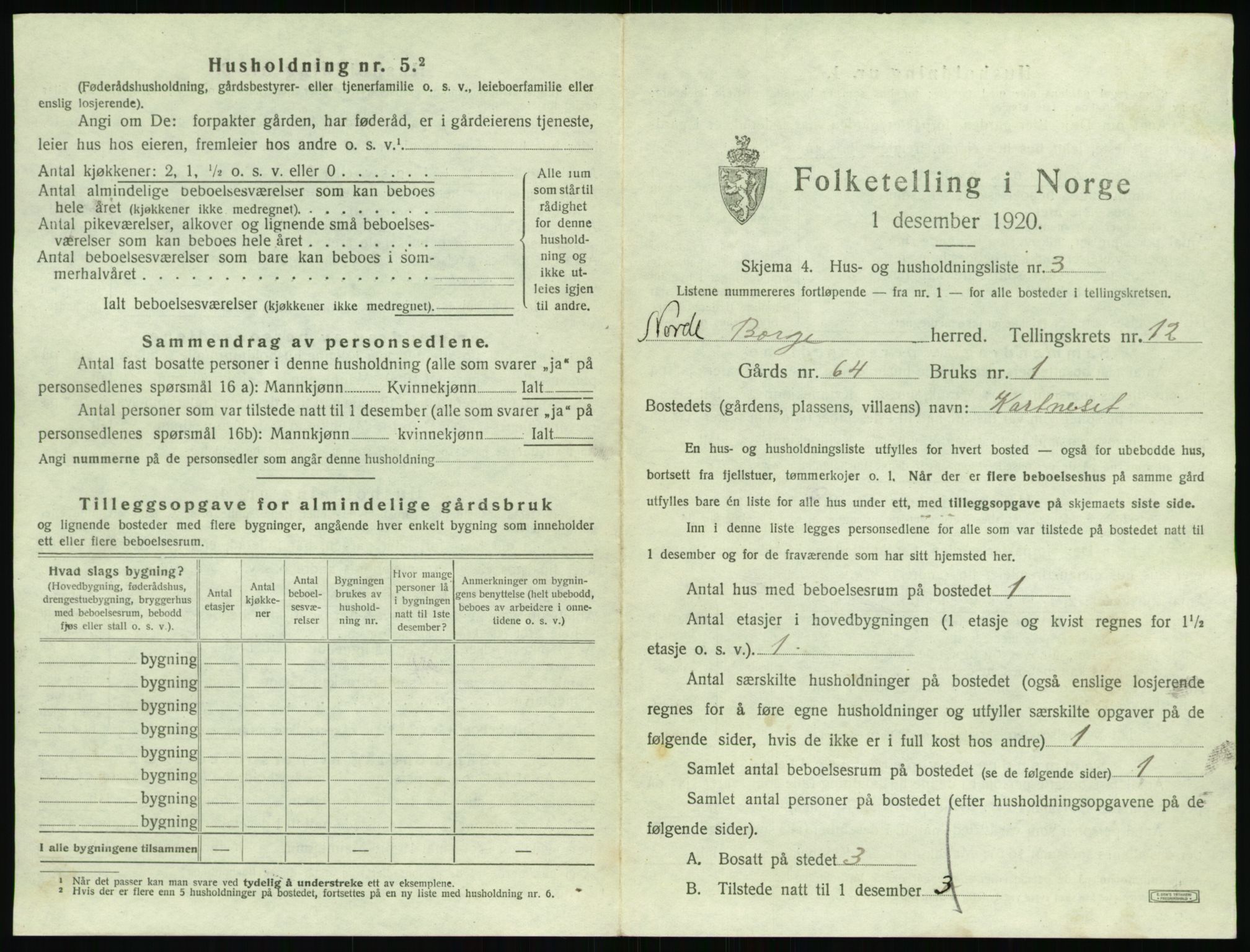 SAT, 1920 census for Borge, 1920, p. 1349