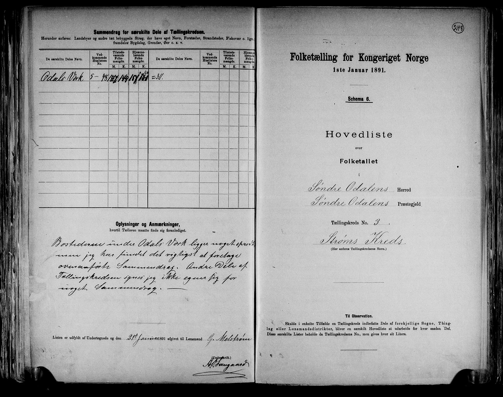 RA, 1891 census for 0419 Sør-Odal, 1891, p. 9