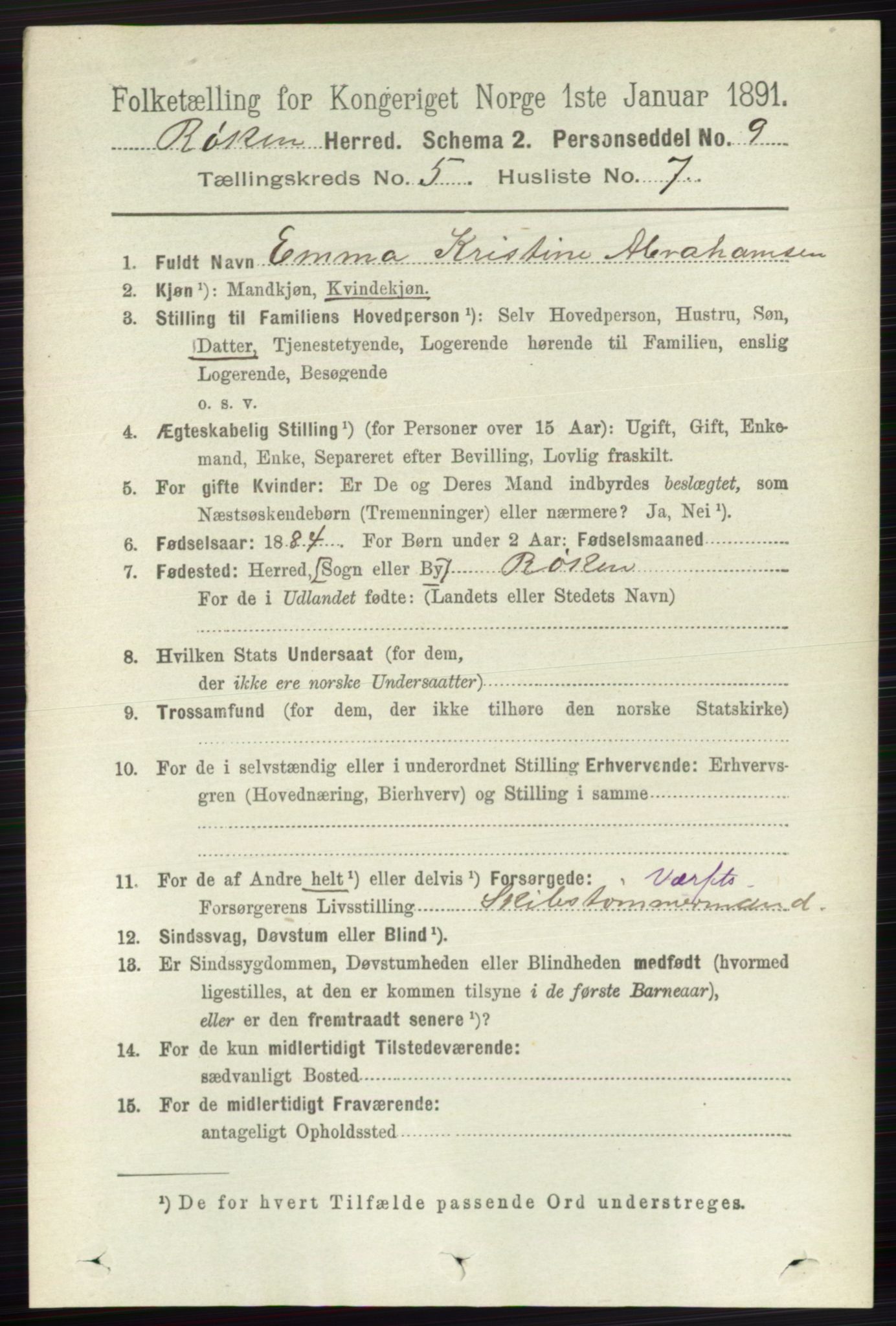 RA, 1891 census for 0627 Røyken, 1891, p. 2919