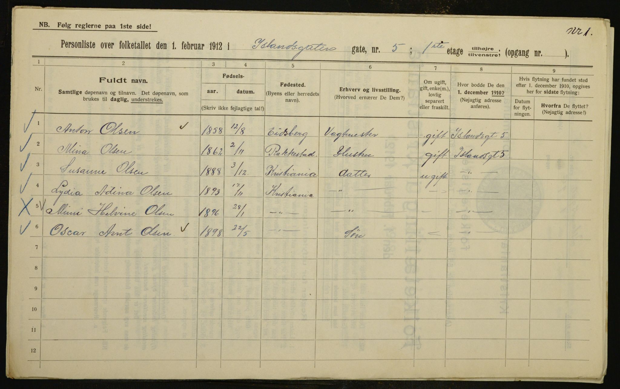 OBA, Municipal Census 1912 for Kristiania, 1912, p. 44874