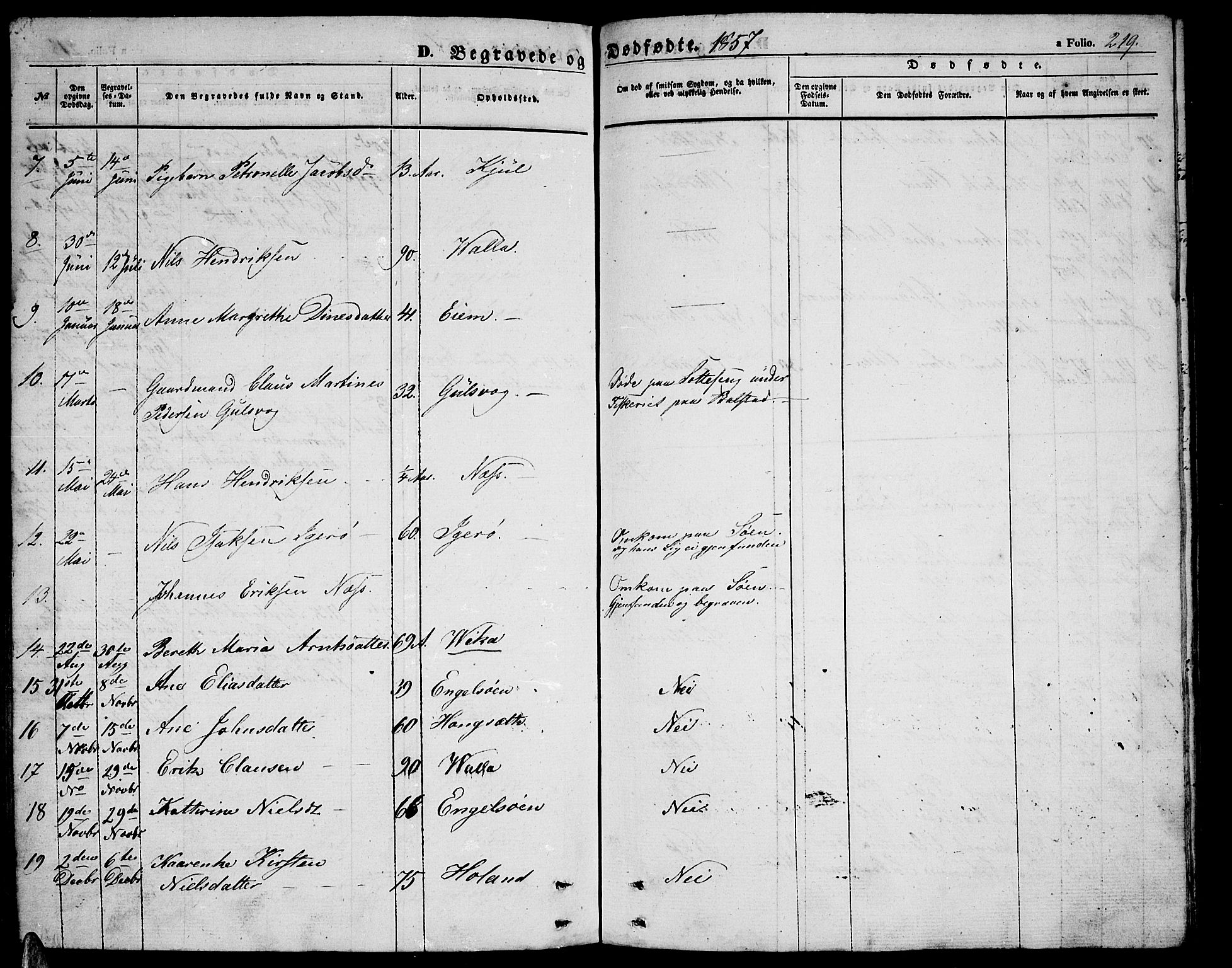 Ministerialprotokoller, klokkerbøker og fødselsregistre - Nordland, AV/SAT-A-1459/816/L0251: Parish register (copy) no. 816C01, 1852-1870, p. 219