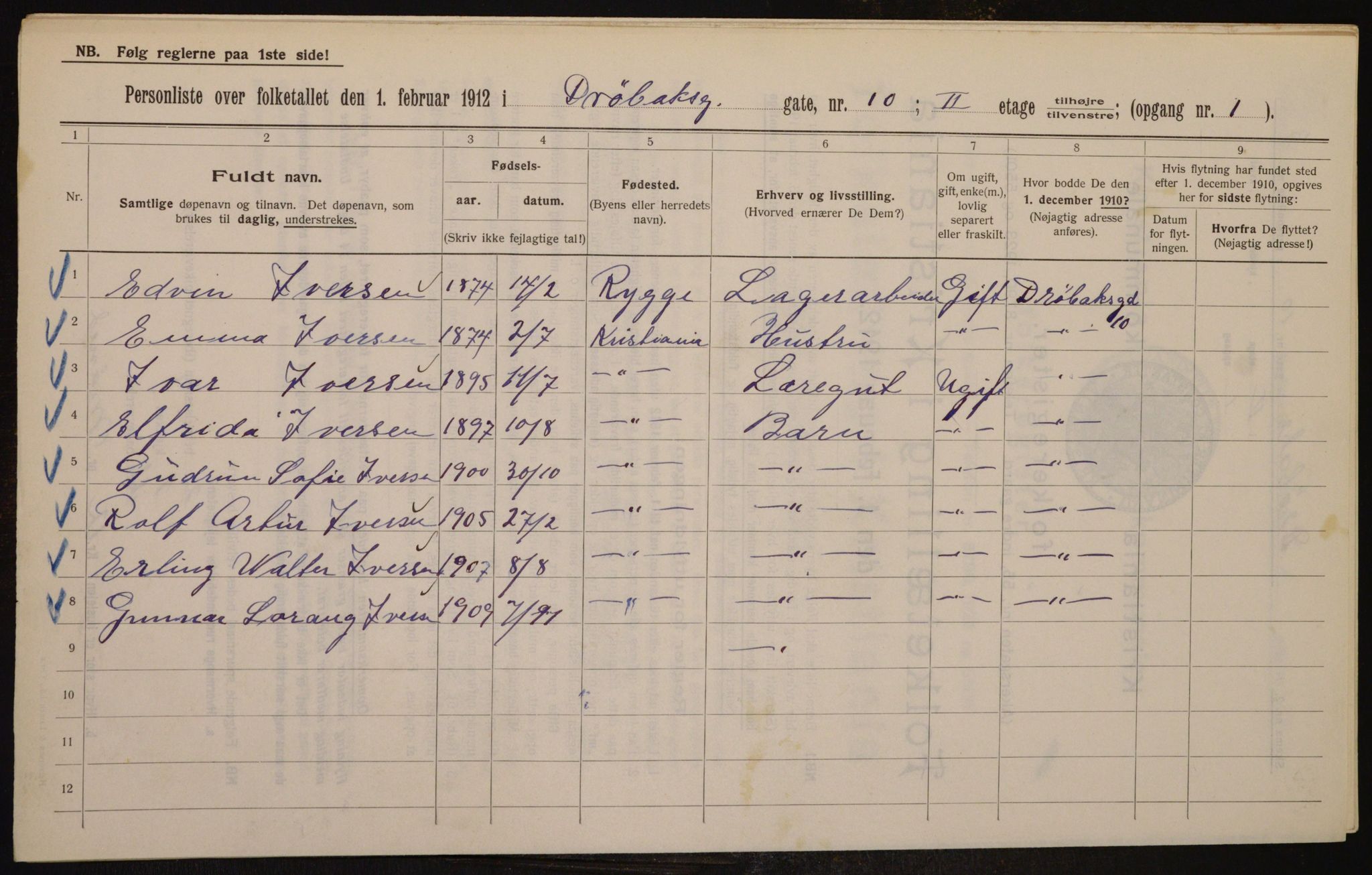 OBA, Municipal Census 1912 for Kristiania, 1912, p. 17342