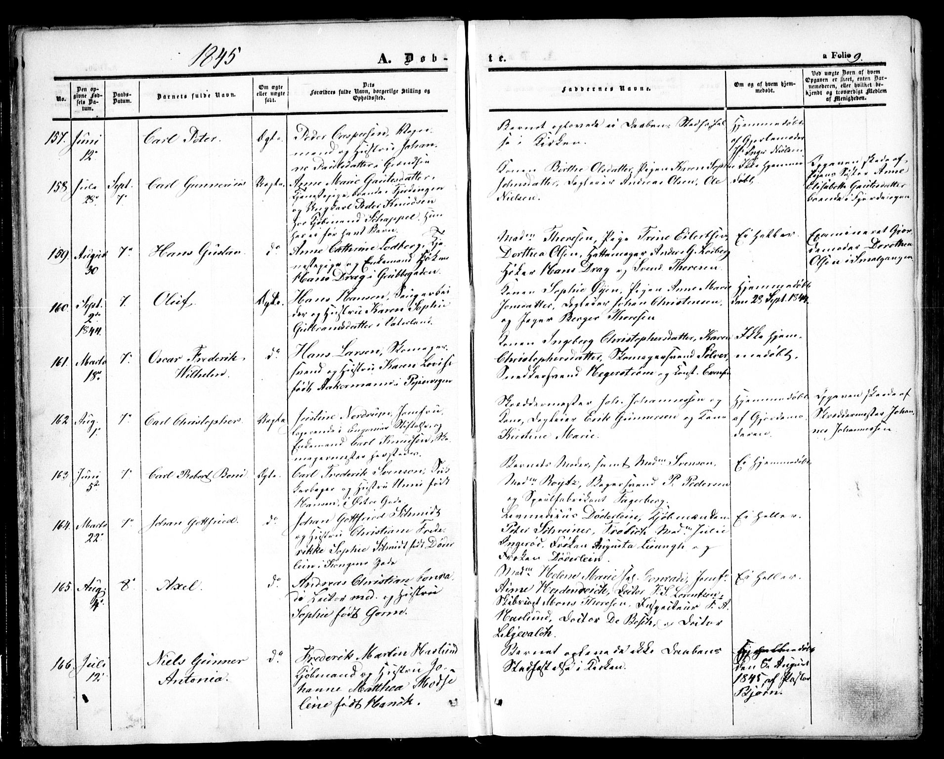 Oslo domkirke Kirkebøker, SAO/A-10752/F/Fa/L0013: Parish register (official) no. 13, 1844-1864, p. 9