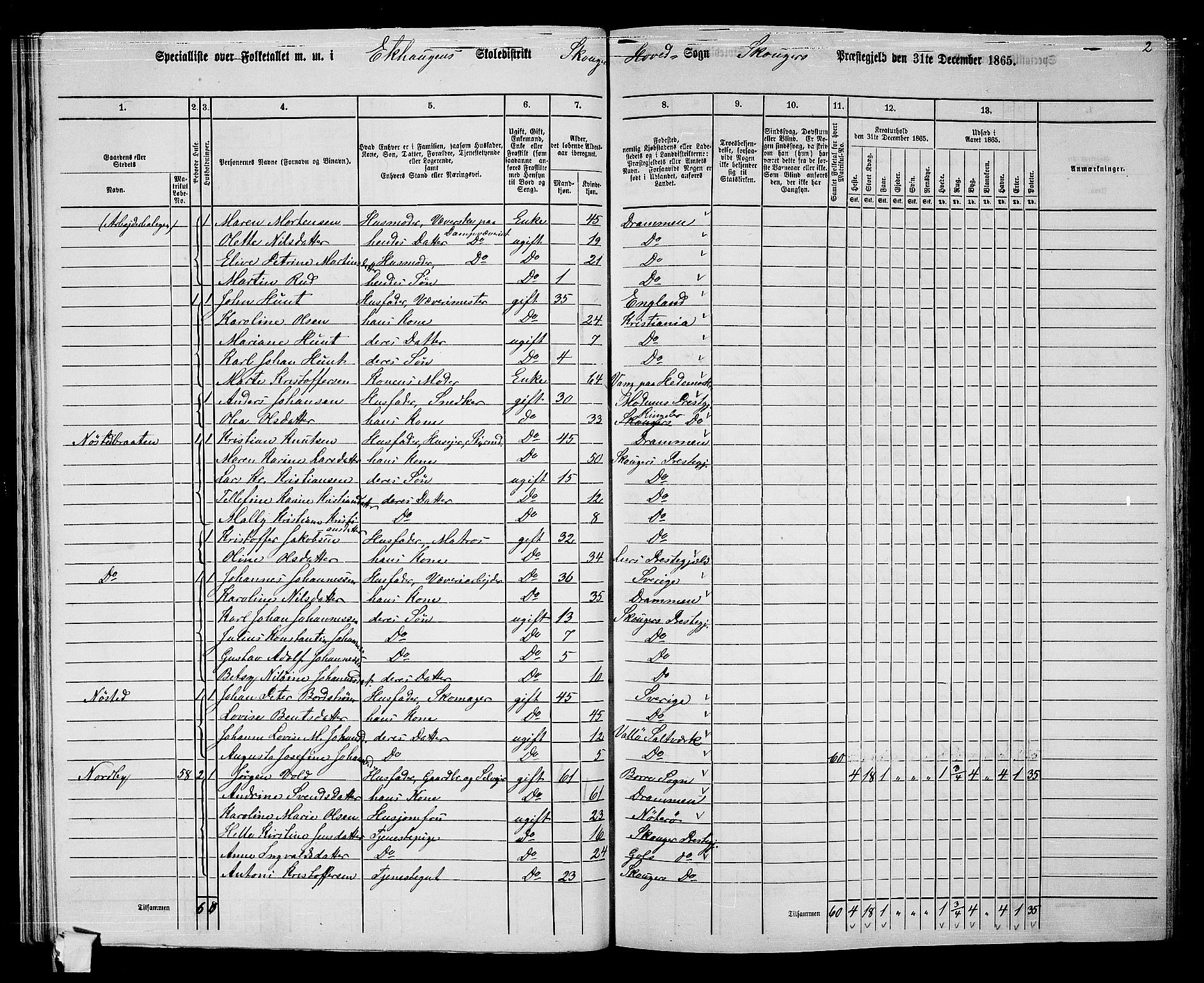 RA, 1865 census for Skoger, 1865, p. 40