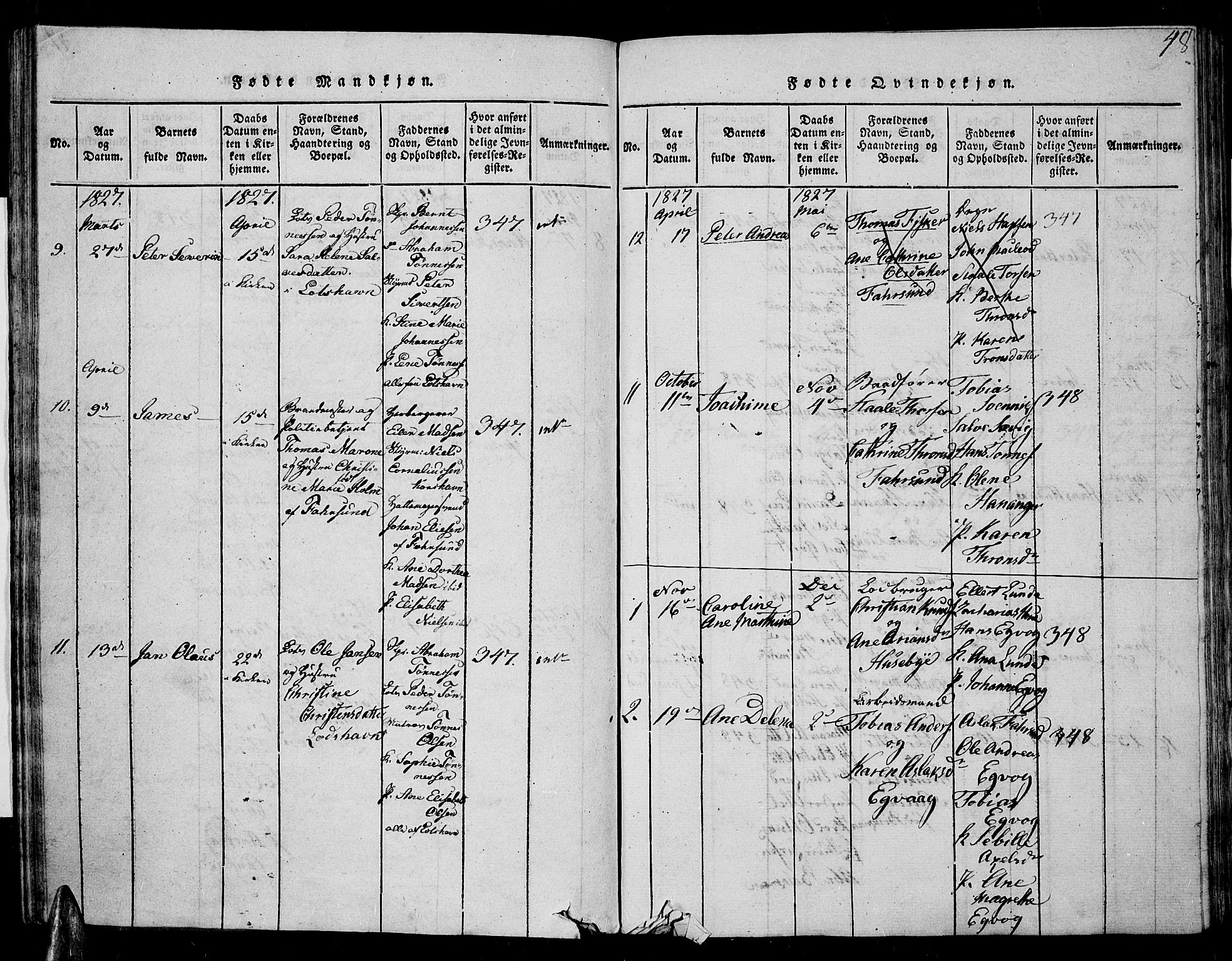 Farsund sokneprestkontor, SAK/1111-0009/F/Fa/L0002: Parish register (official) no. A 2, 1815-1836, p. 48