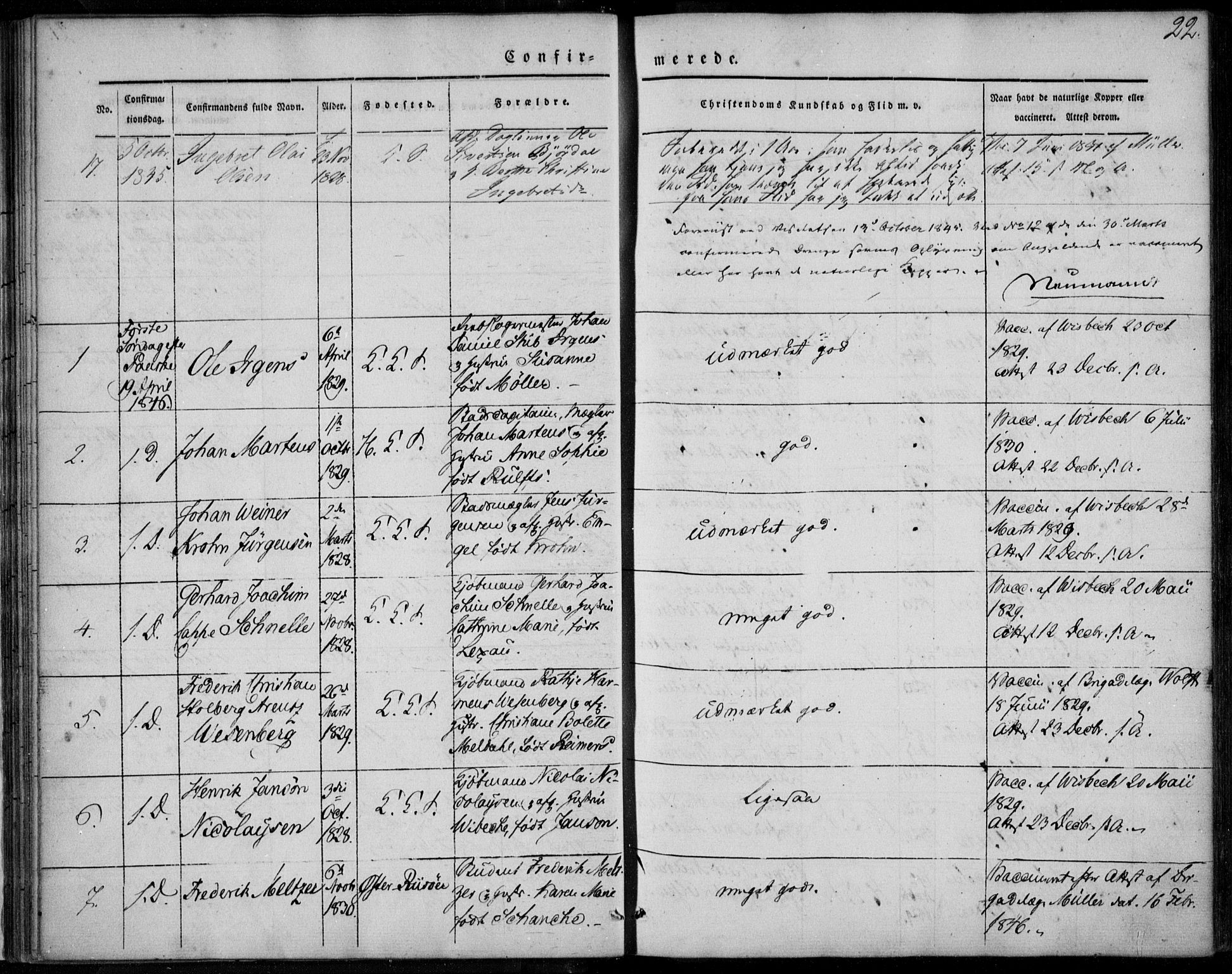 Korskirken sokneprestembete, SAB/A-76101/H/Haa/L0026: Parish register (official) no. C 2, 1842-1854, p. 22