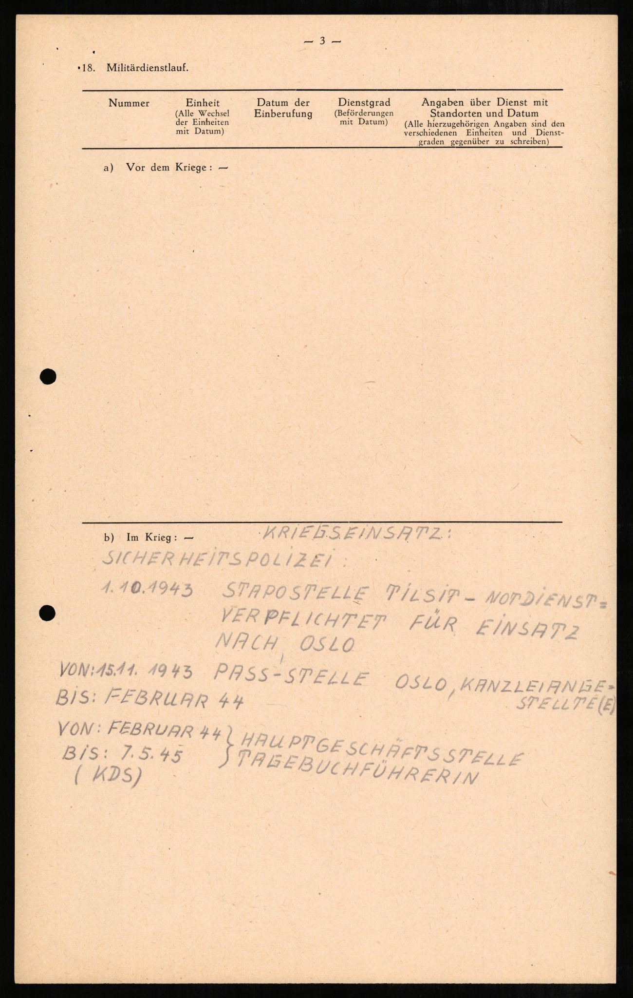 Forsvaret, Forsvarets overkommando II, RA/RAFA-3915/D/Db/L0004: CI Questionaires. Tyske okkupasjonsstyrker i Norge. Tyskere., 1945-1946, p. 78