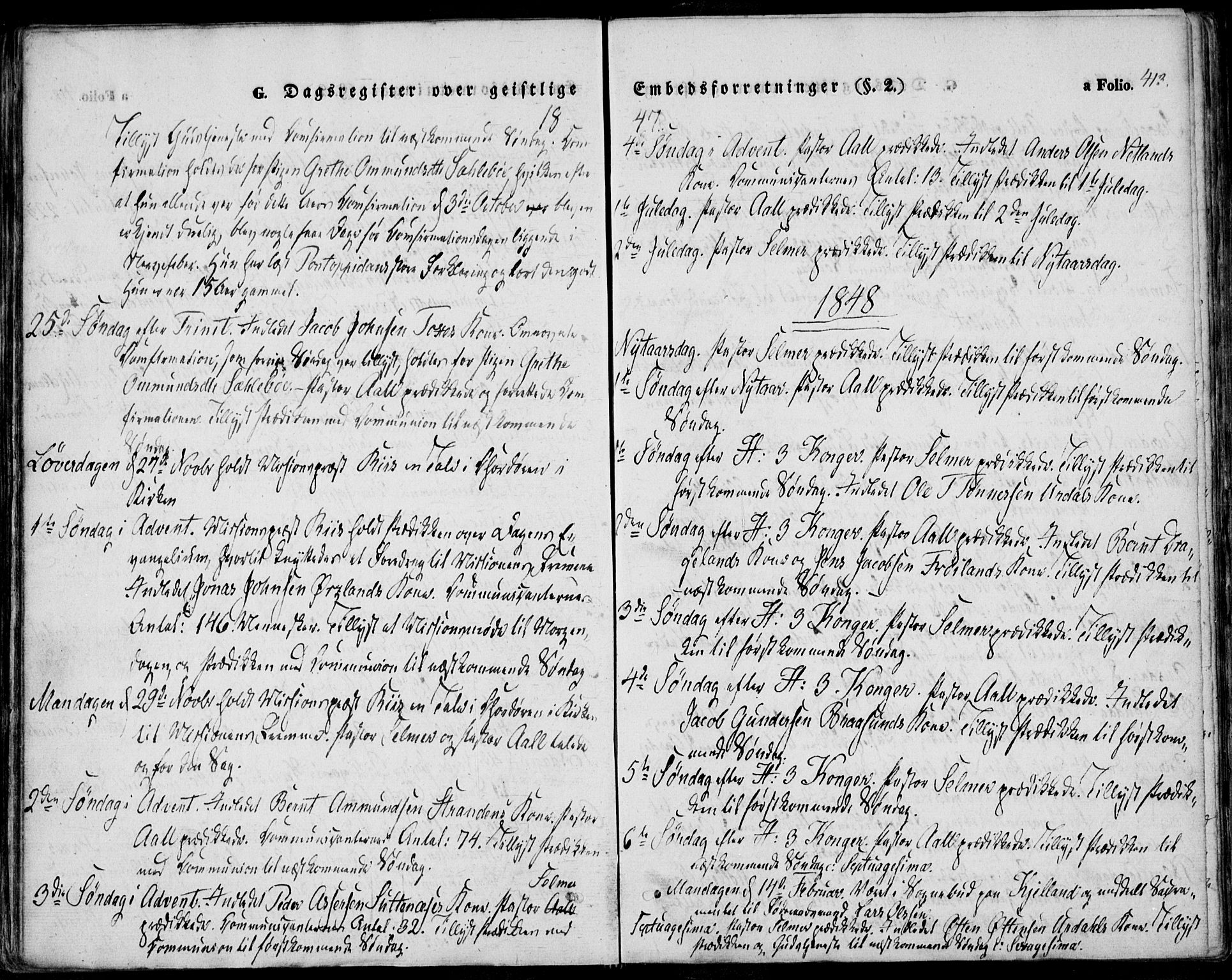 Sokndal sokneprestkontor, SAST/A-101808: Parish register (official) no. A 8.2, 1842-1857, p. 413