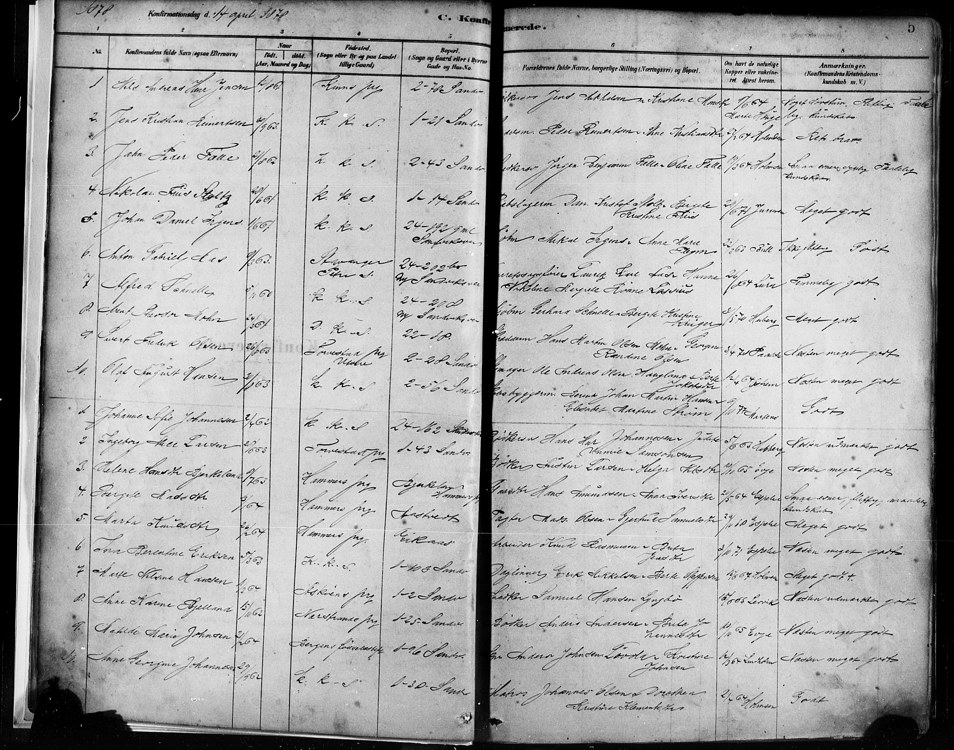 Sandviken Sokneprestembete, SAB/A-77601/H/Ha/L0002: Parish register (official) no. A 2, 1878-1896, p. 5