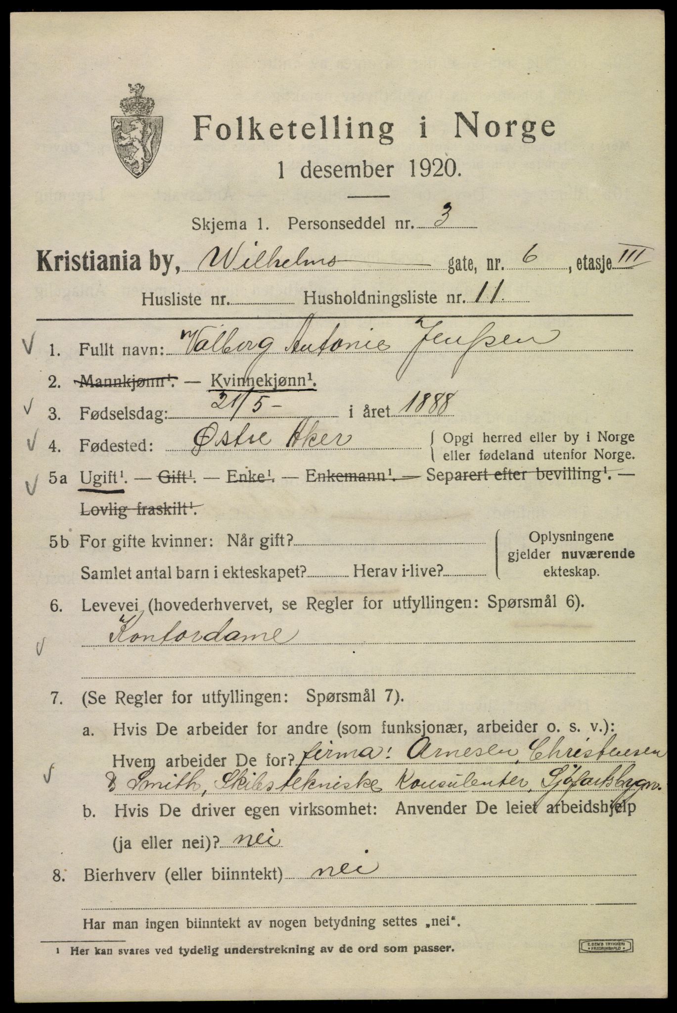 SAO, 1920 census for Kristiania, 1920, p. 652969