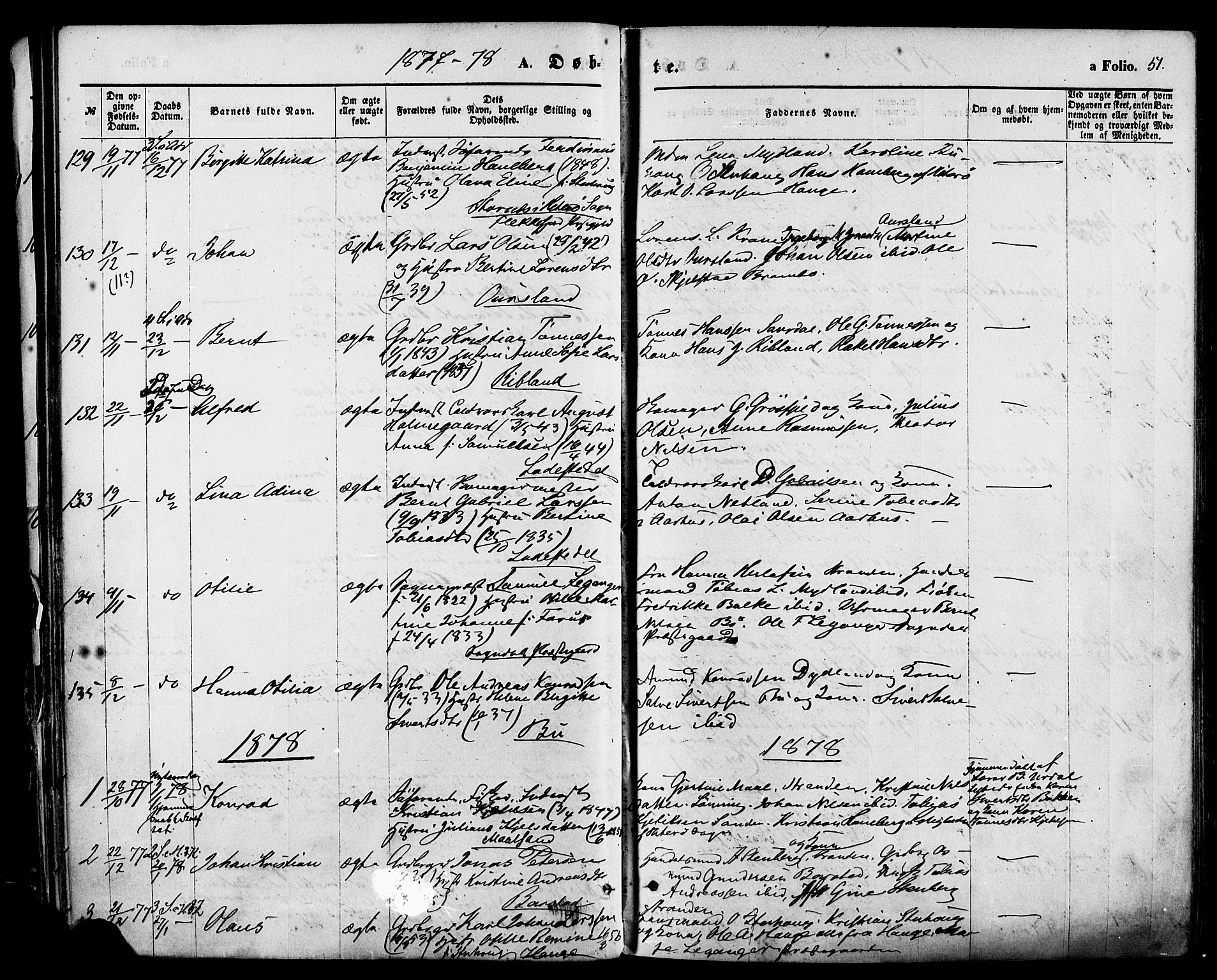 Sokndal sokneprestkontor, AV/SAST-A-101808: Parish register (official) no. A 10, 1874-1886, p. 51