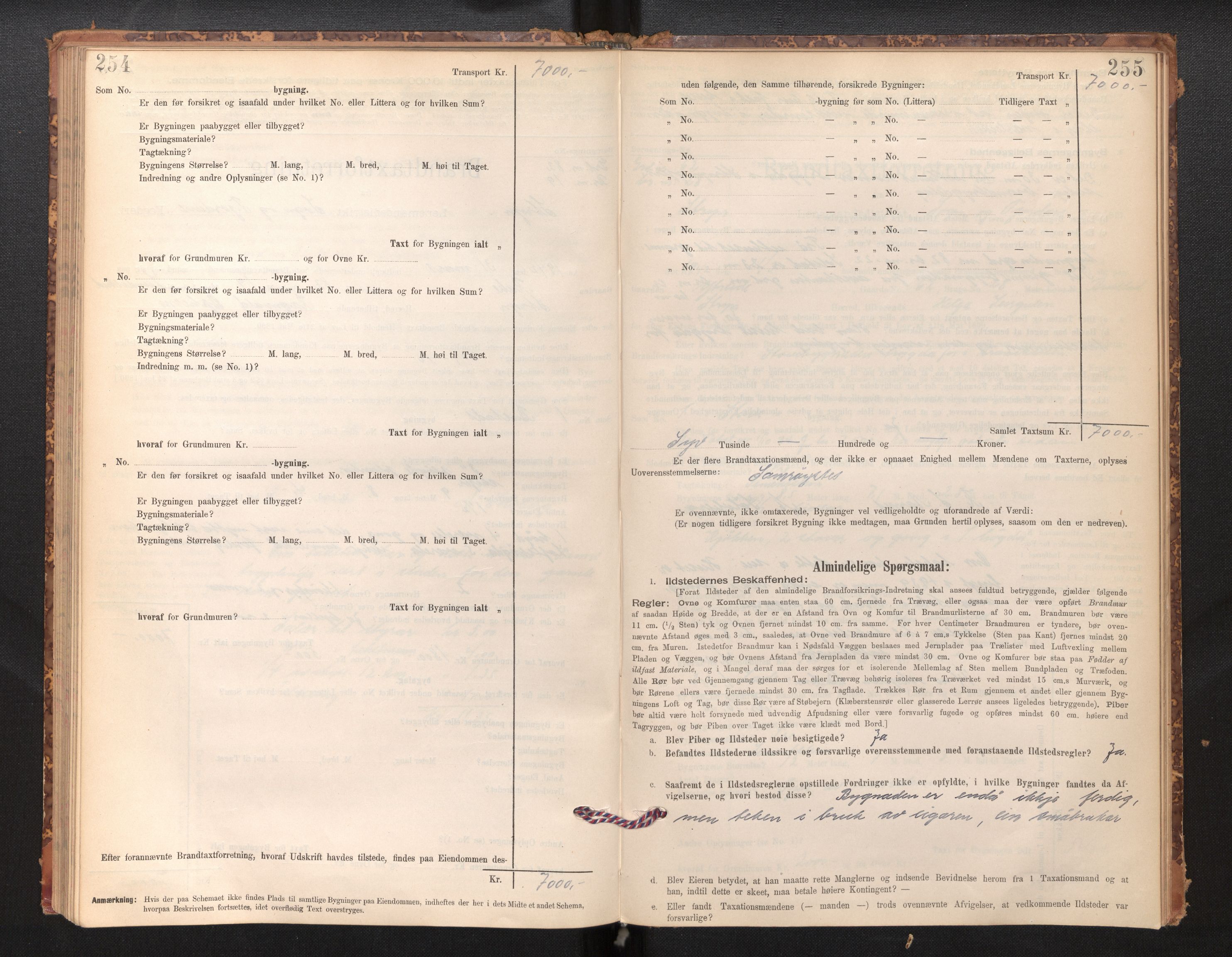 Lensmannen i Stryn og Innvik, AV/SAB-A-30201/0012/L0002: Branntakstprotokoll, skjematakst, 1894-1942, p. 254-255