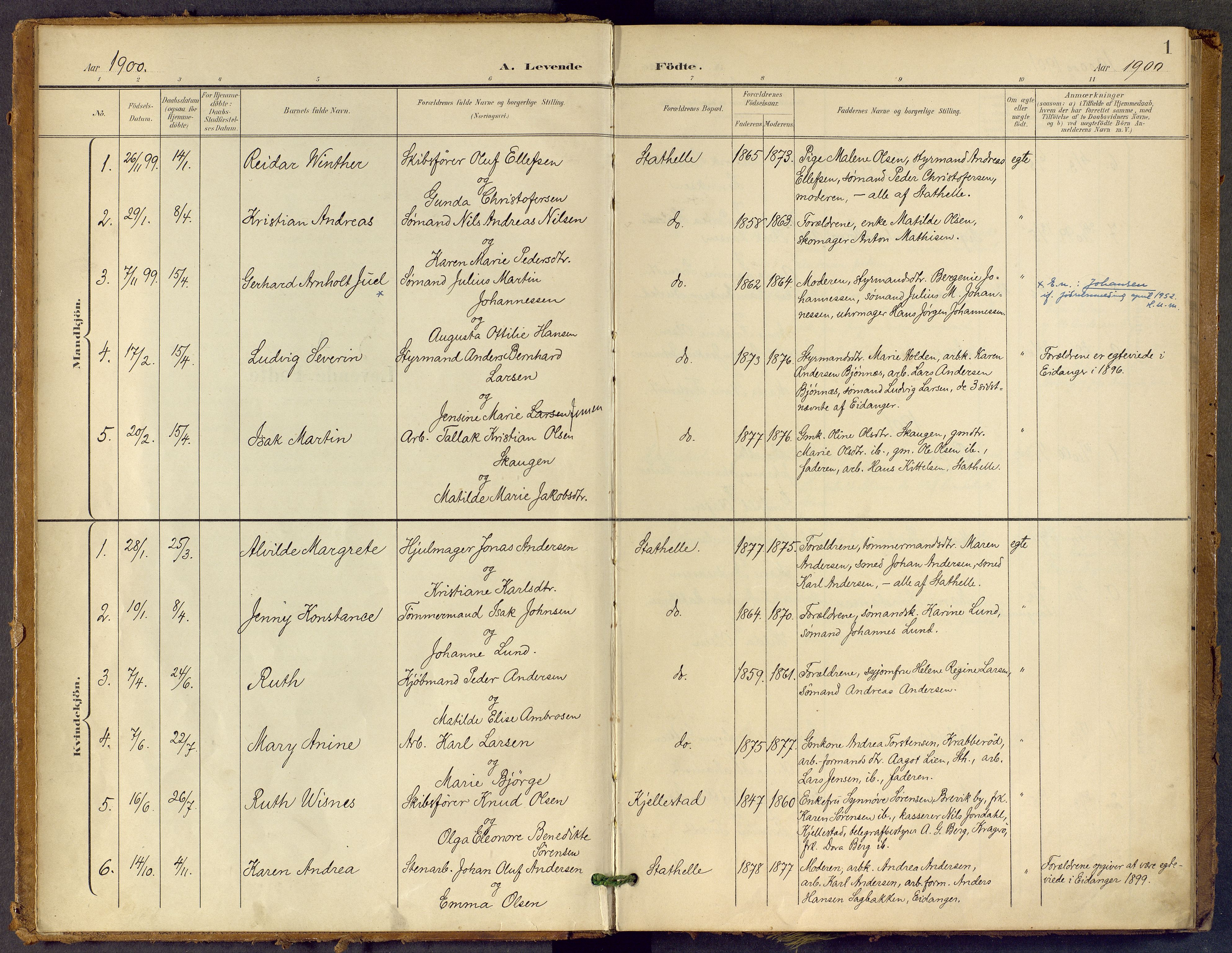 Bamble kirkebøker, SAKO/A-253/F/Fb/L0002: Parish register (official) no. II 2, 1900-1921, p. 1