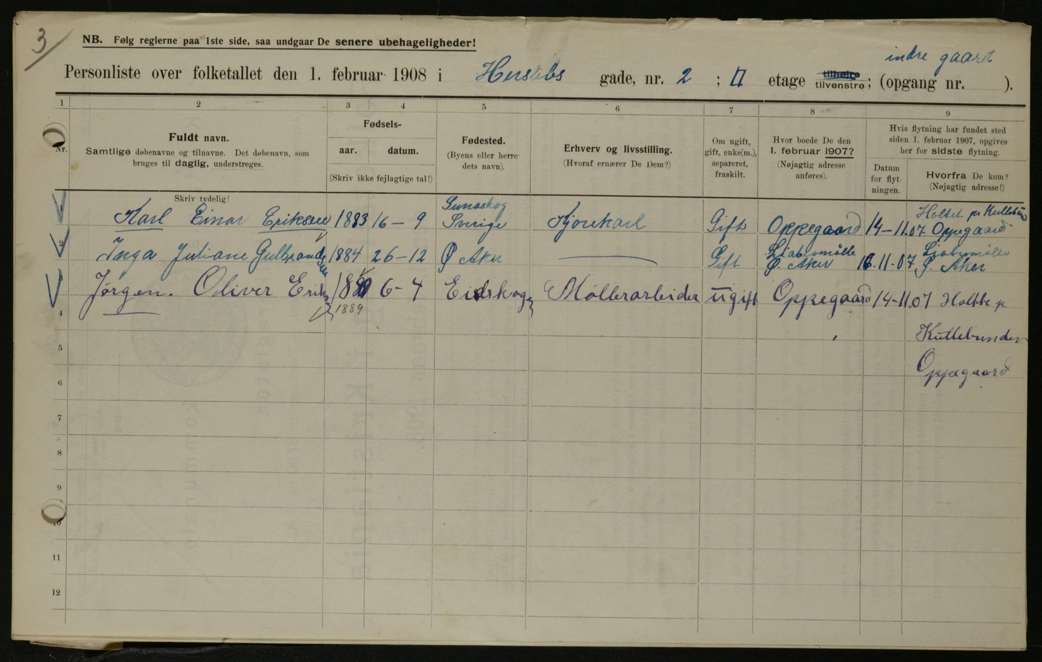 OBA, Municipal Census 1908 for Kristiania, 1908, p. 35193