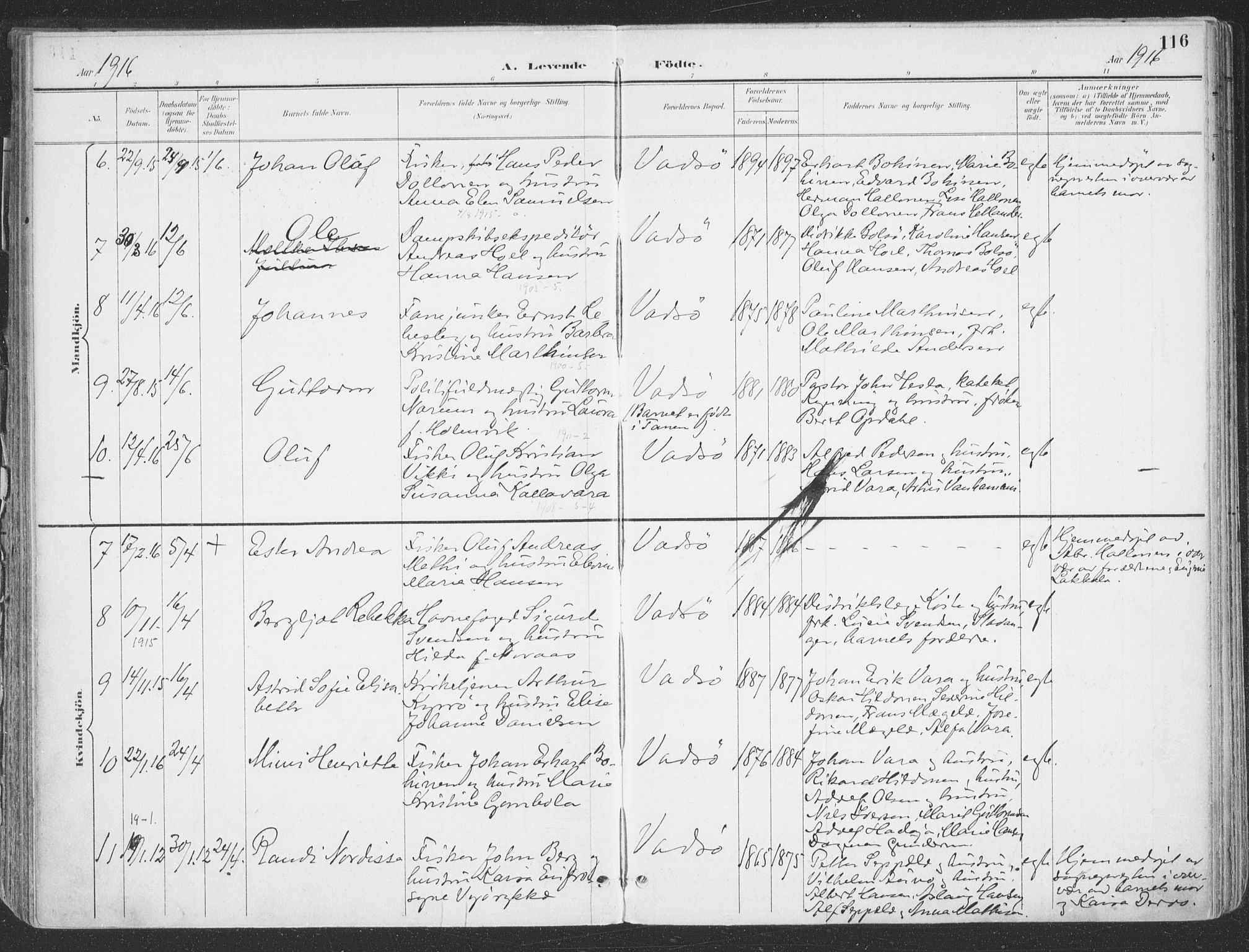 Vadsø sokneprestkontor, AV/SATØ-S-1325/H/Ha/L0007kirke: Parish register (official) no. 7, 1896-1916, p. 116