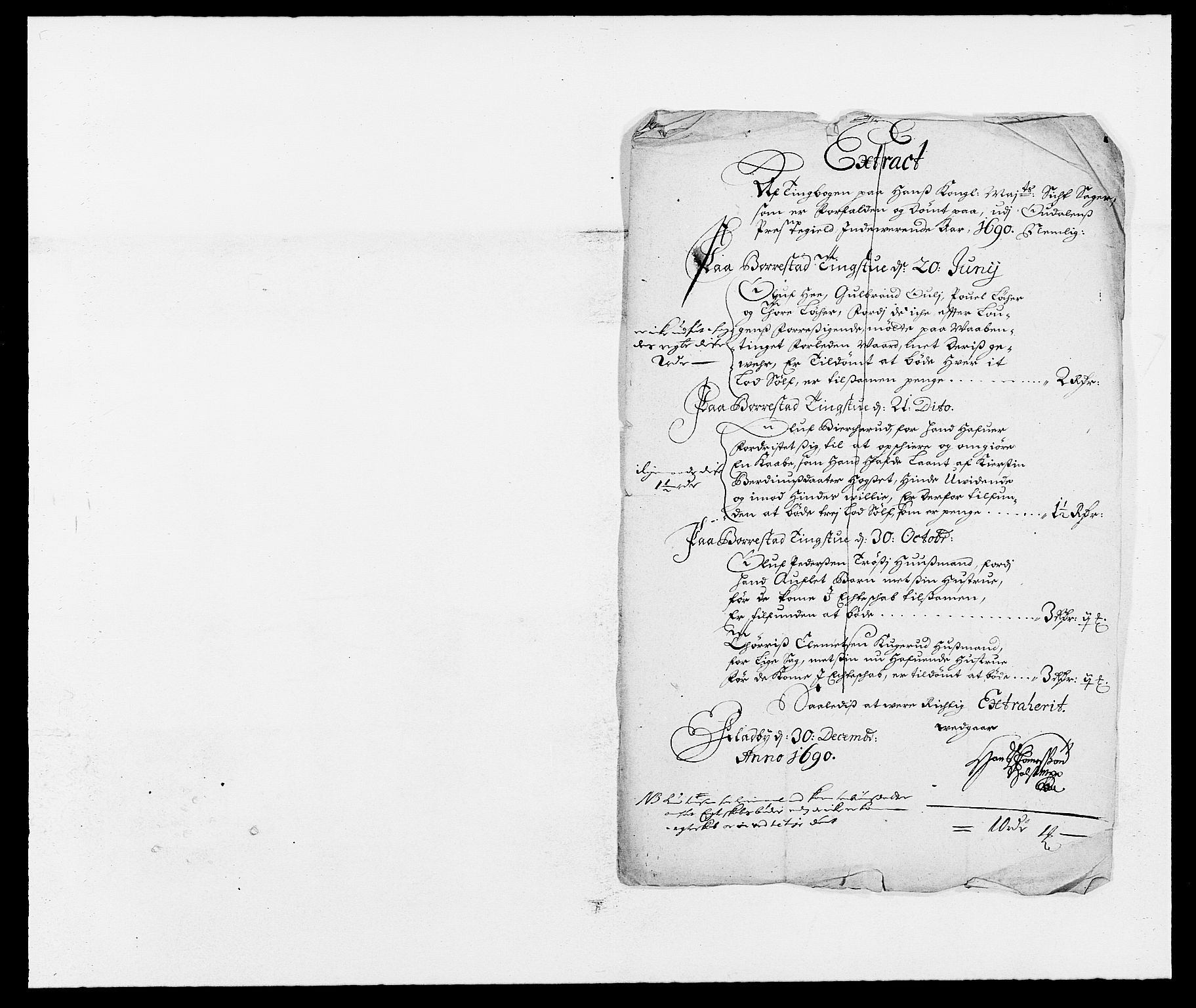Rentekammeret inntil 1814, Reviderte regnskaper, Fogderegnskap, RA/EA-4092/R13/L0828: Fogderegnskap Solør, Odal og Østerdal, 1690, p. 197