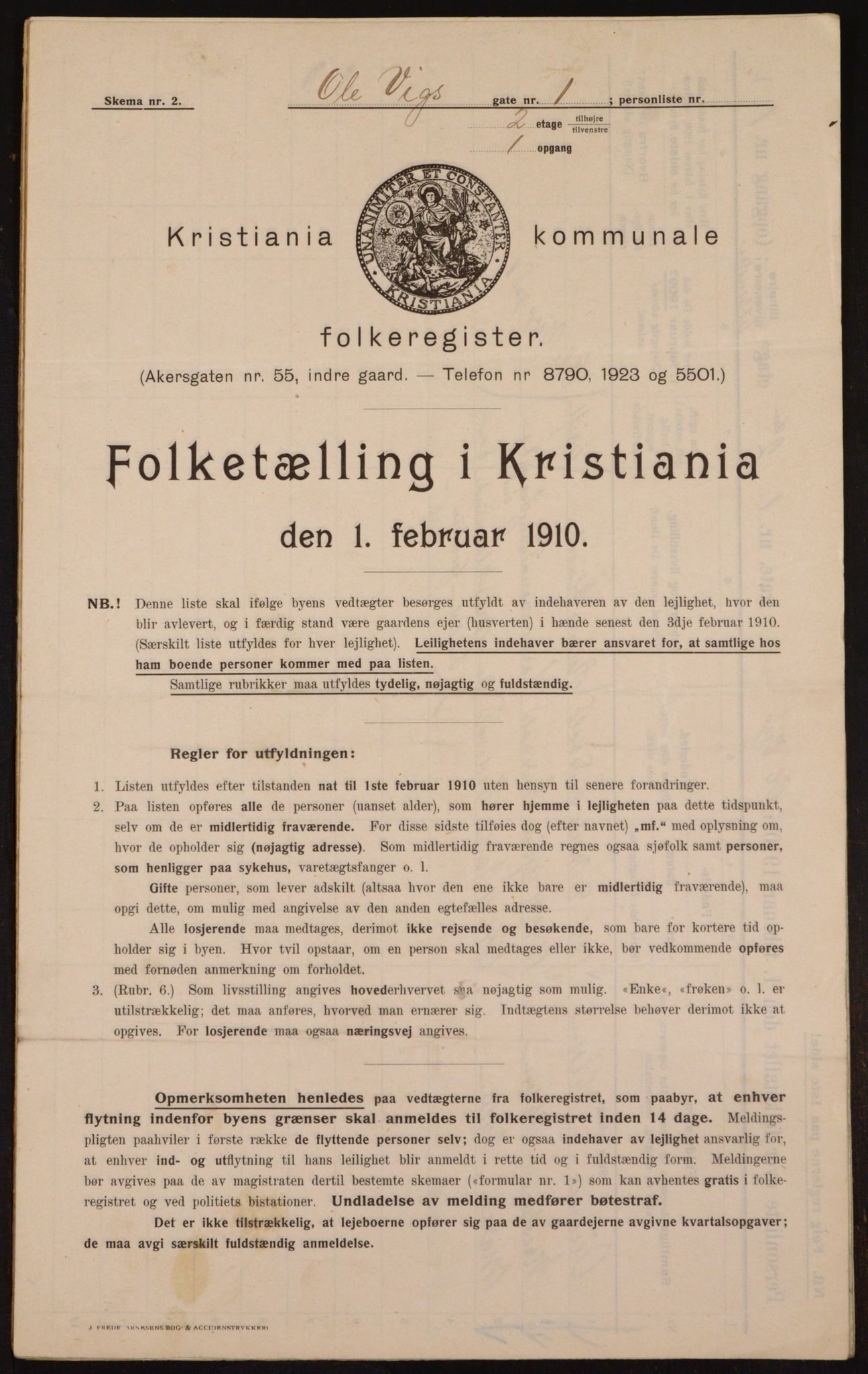 OBA, Municipal Census 1910 for Kristiania, 1910, p. 72695