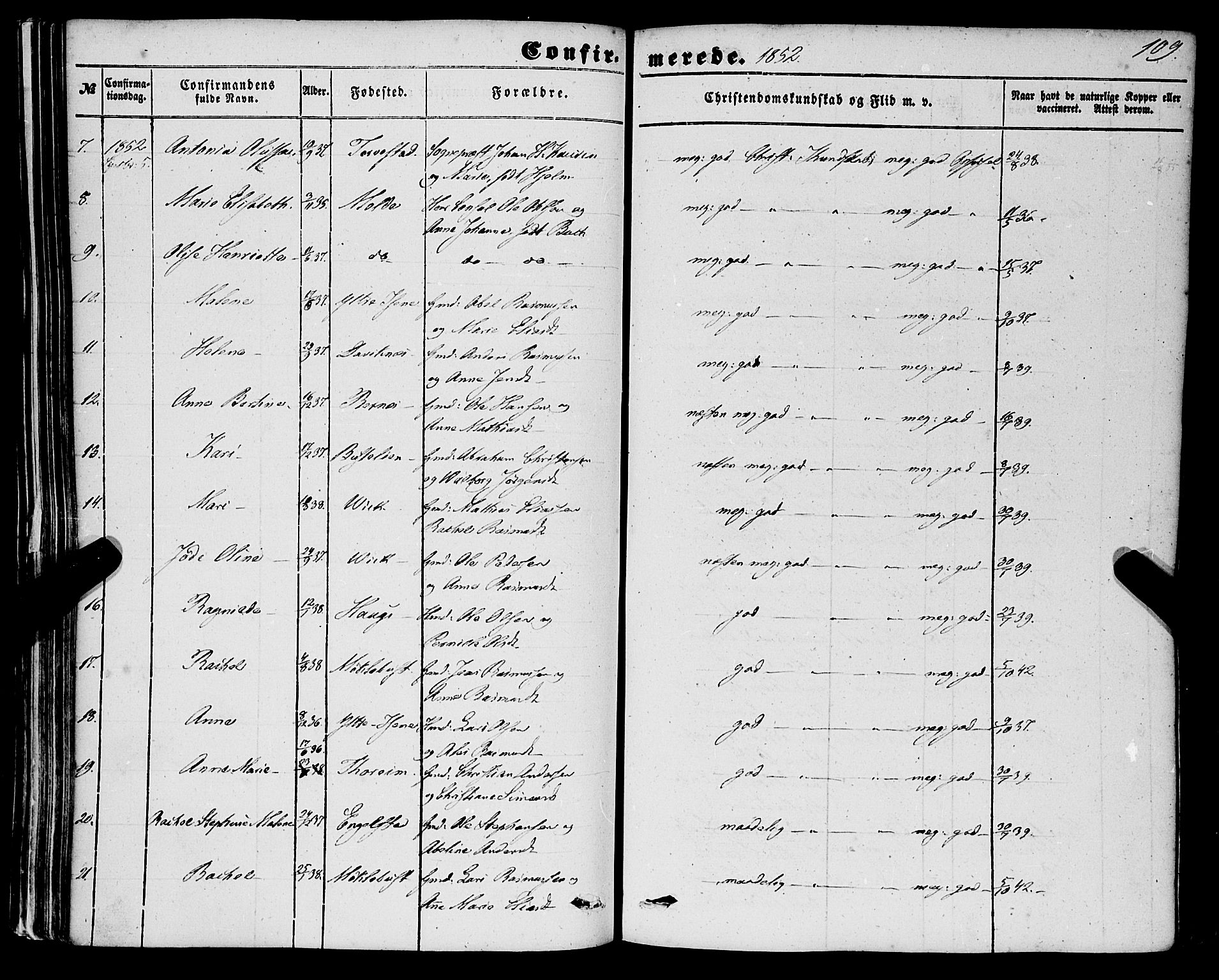 Davik sokneprestembete, AV/SAB-A-79701/H/Haa/Haaa/L0005: Parish register (official) no. A 5, 1850-1866, p. 109