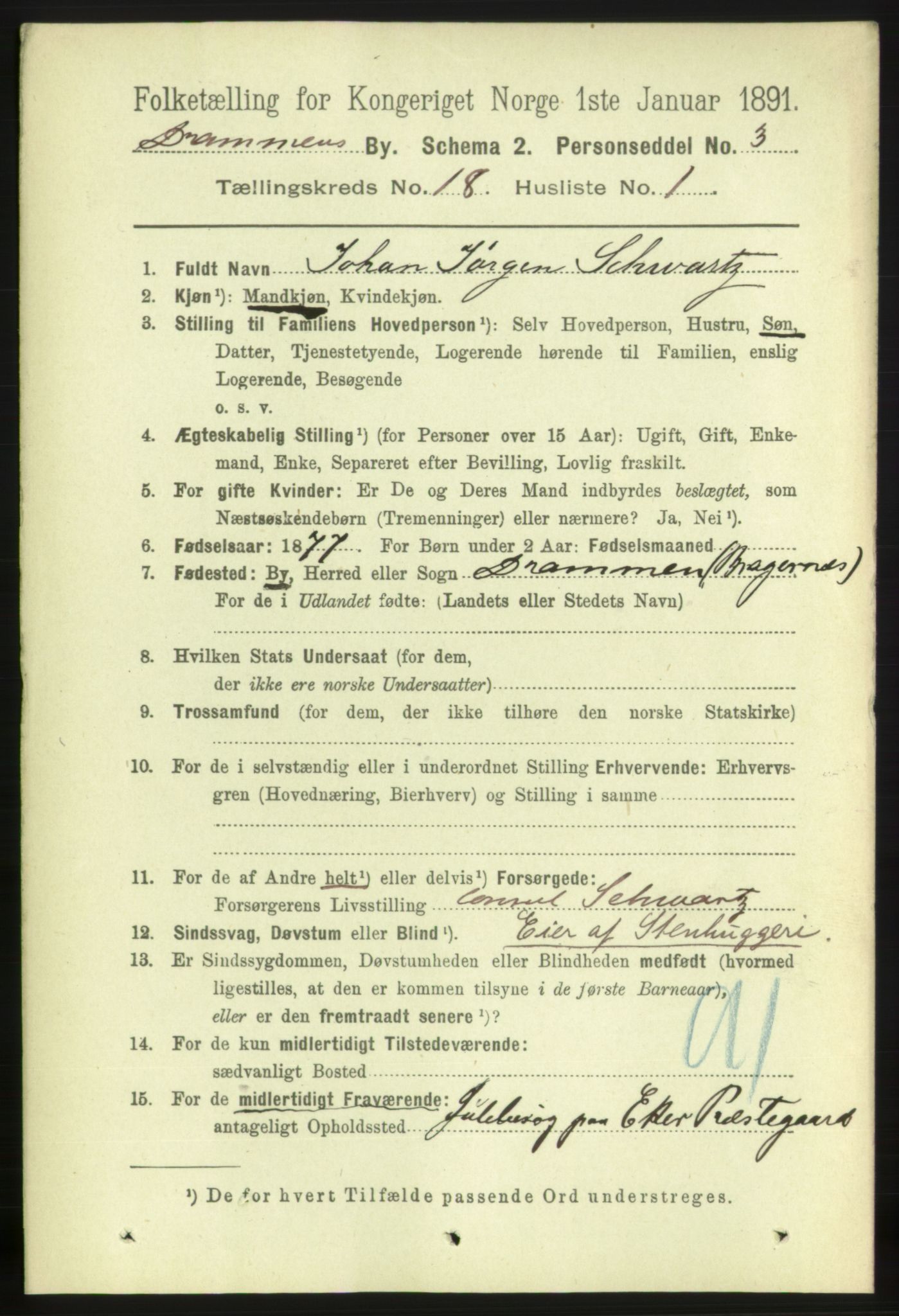 RA, 1891 census for 0602 Drammen, 1891, p. 11637