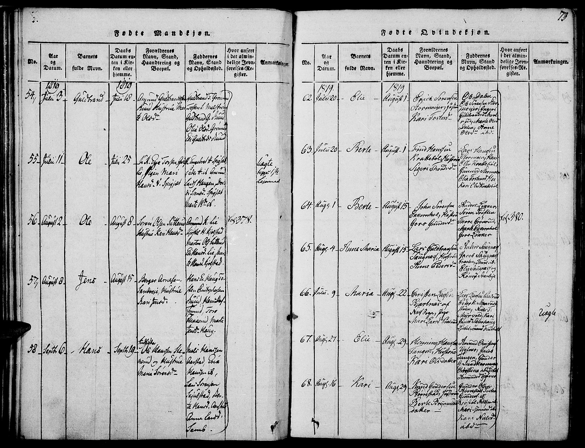 Strøm-Odalen prestekontor, SAH/PREST-028/H/Ha/Haa/L0006: Parish register (official) no. 6, 1814-1850, p. 73