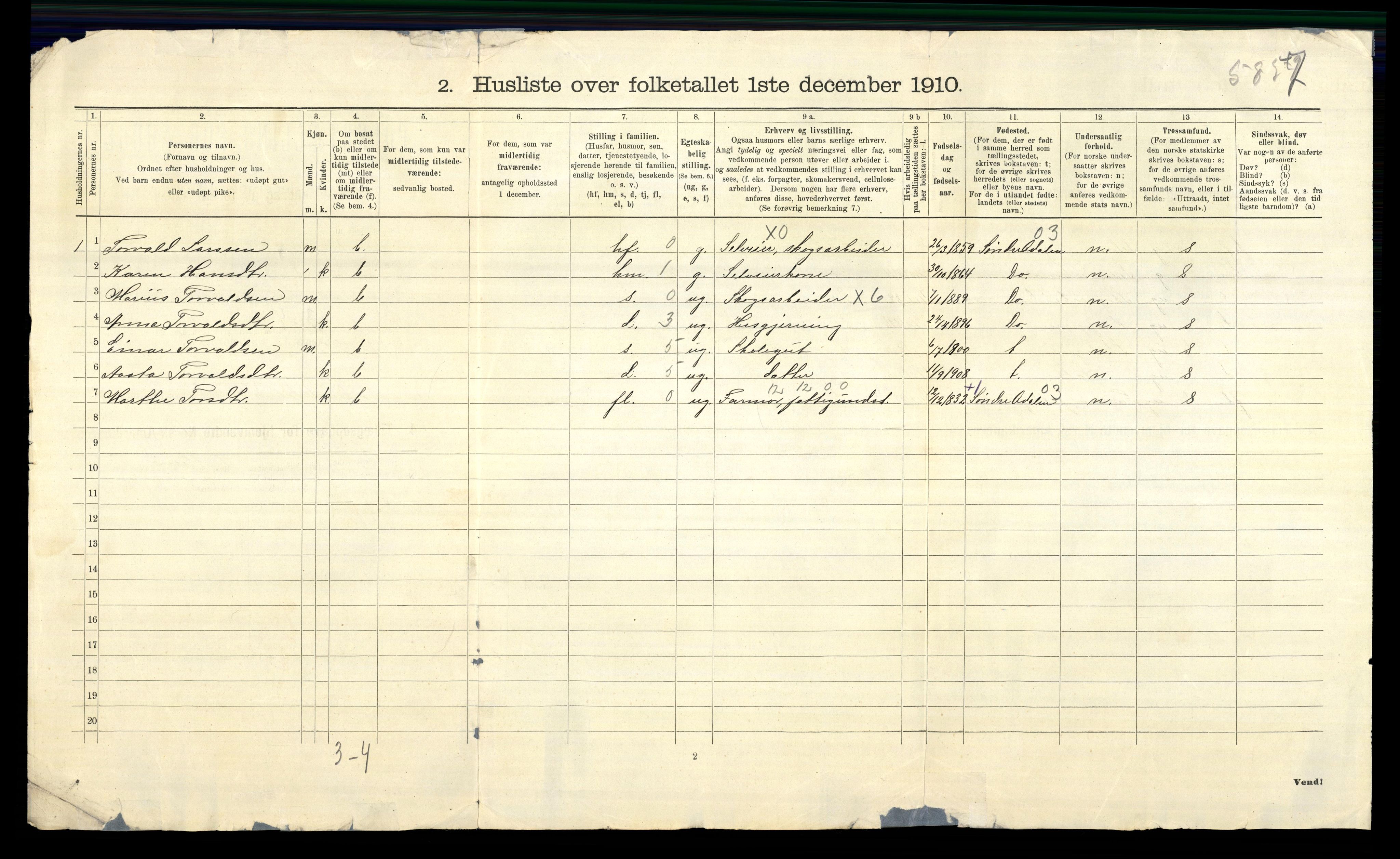 RA, 1910 census for Nord-Odal, 1910, p. 46