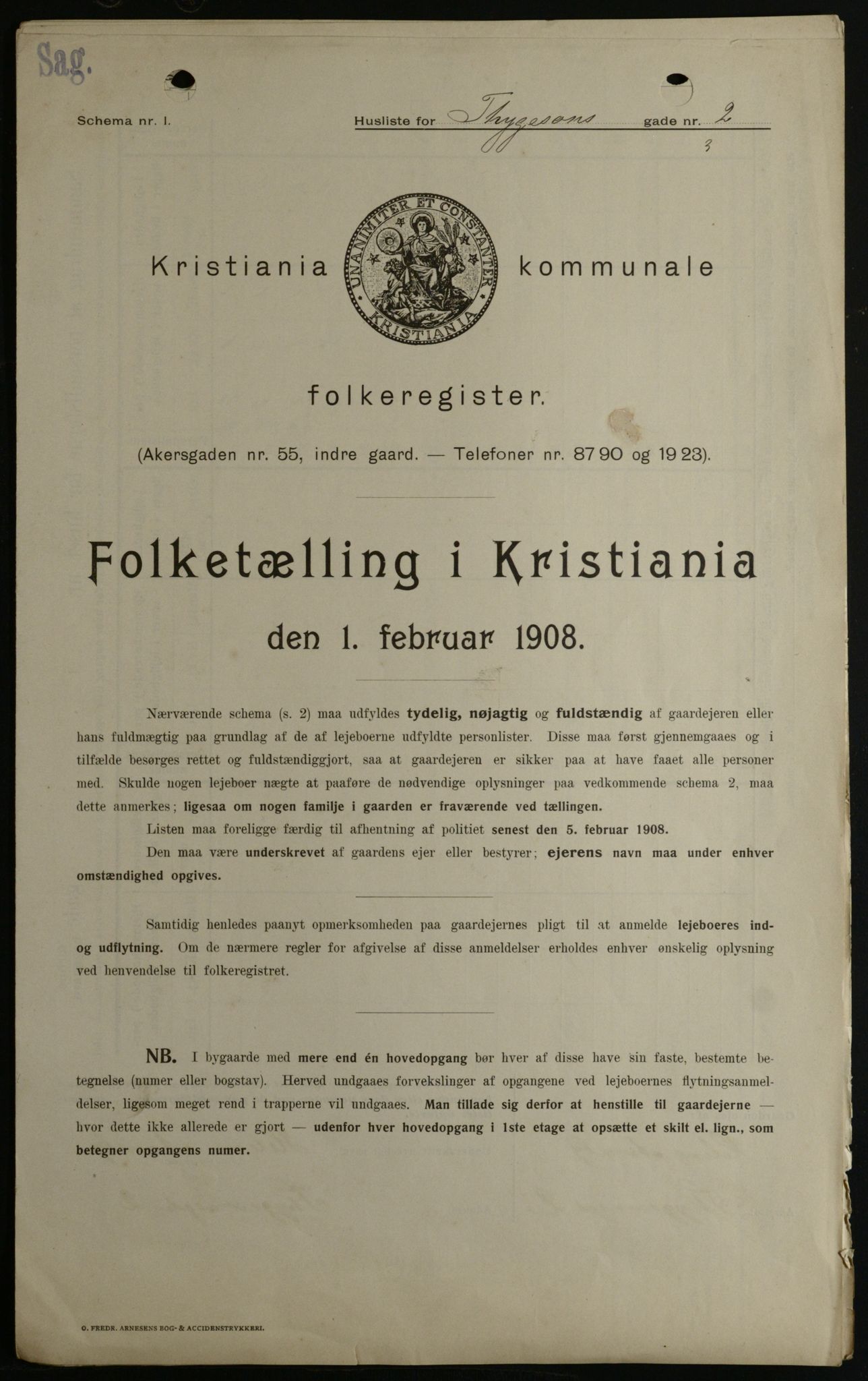 OBA, Municipal Census 1908 for Kristiania, 1908, p. 100093