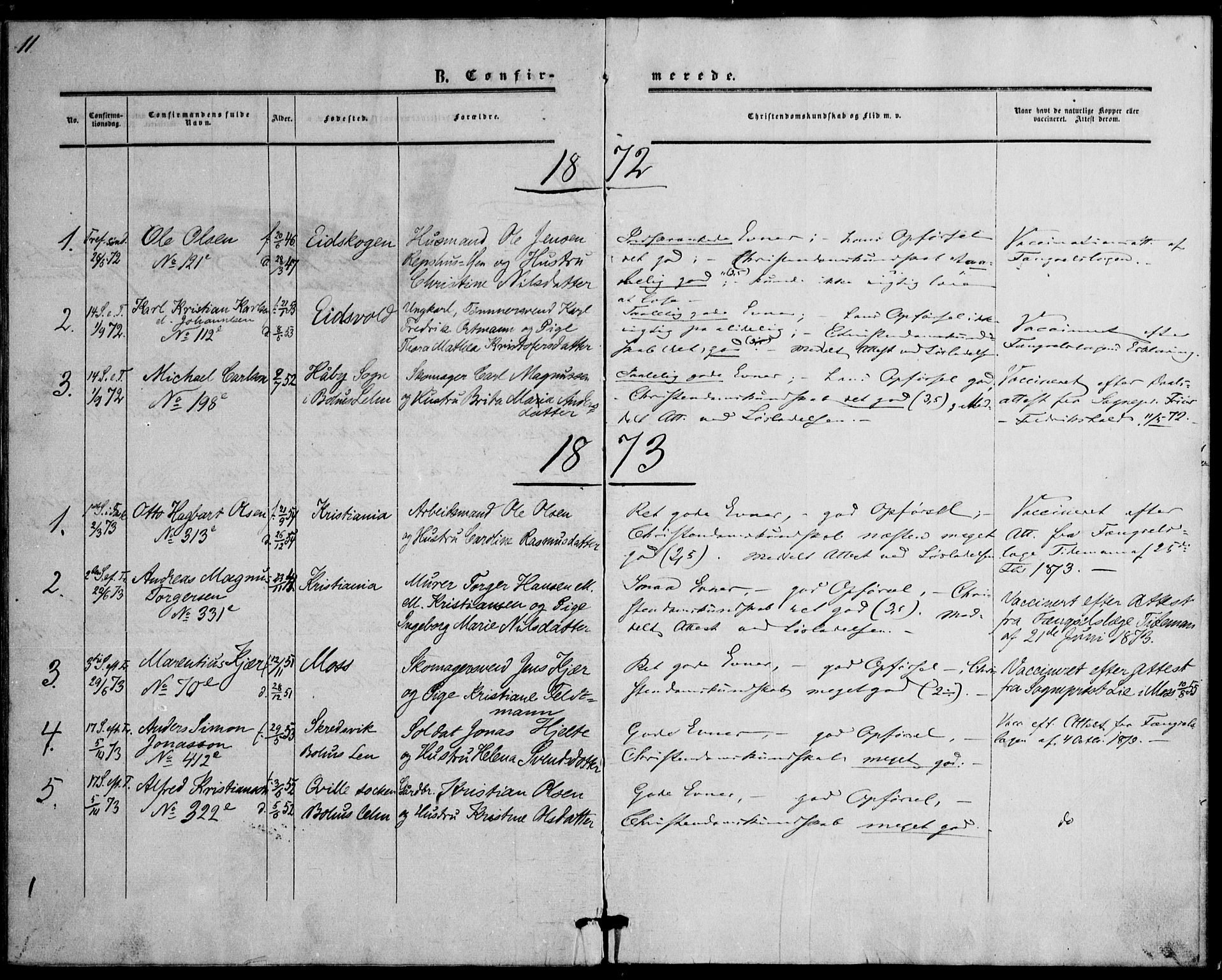 Botsfengslet prestekontor kirkebøker, SAO/A-11688a: Parish register (official) no. 1, 1853-1880, p. 11