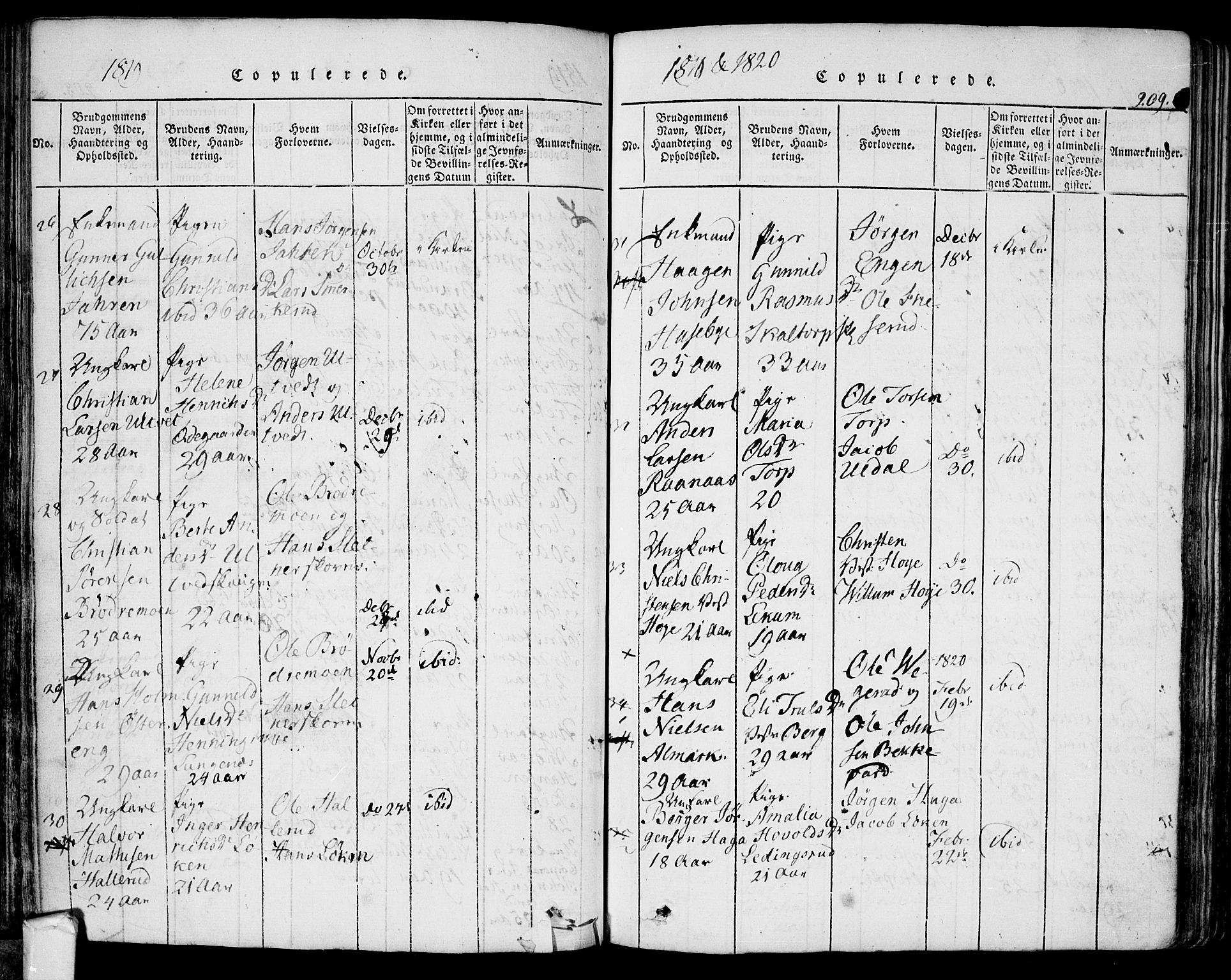 Eidsberg prestekontor Kirkebøker, SAO/A-10905/F/Fa/L0007: Parish register (official) no. I 7, 1814-1832, p. 209