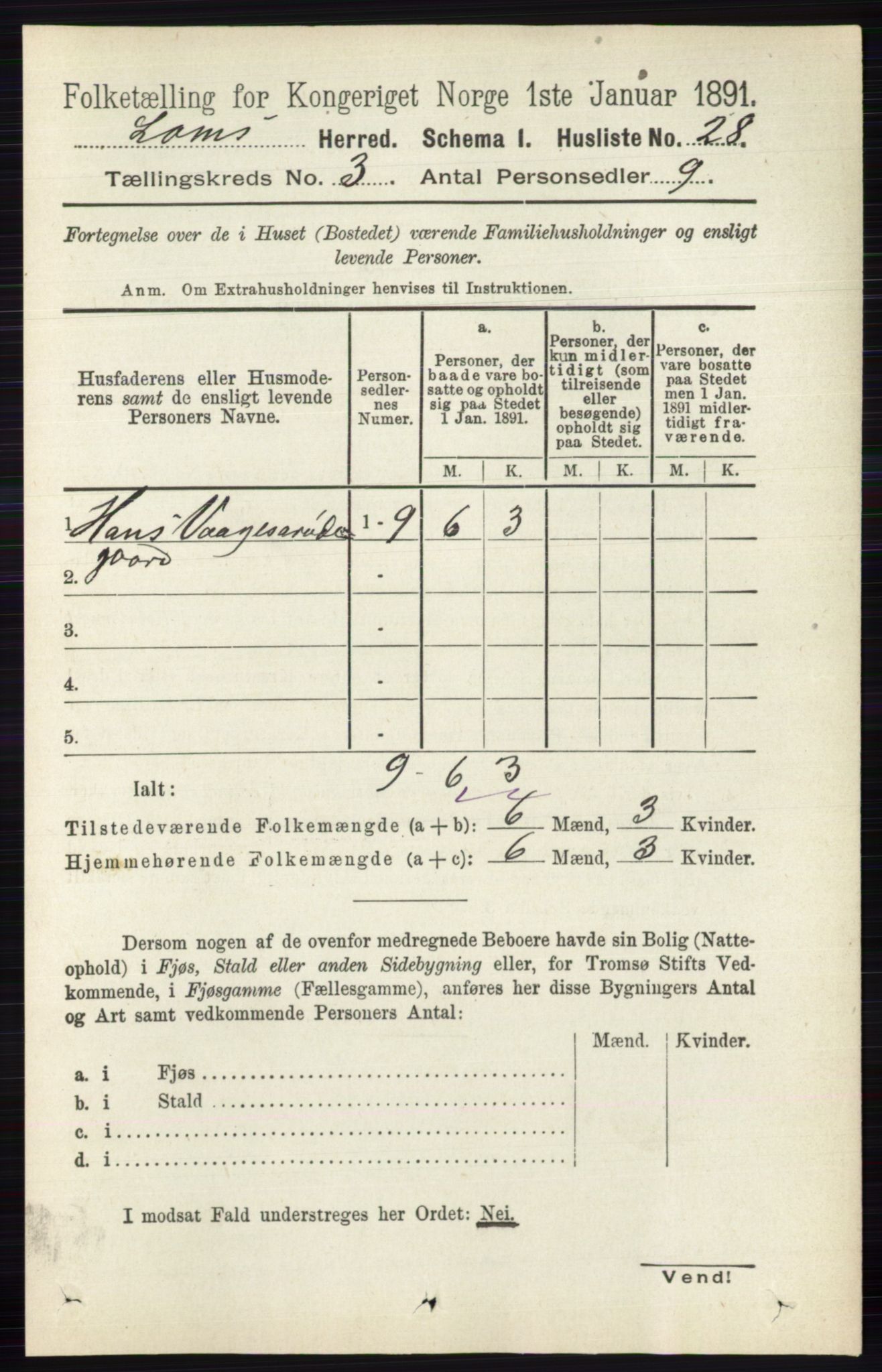 RA, 1891 census for 0514 Lom, 1891, p. 1252