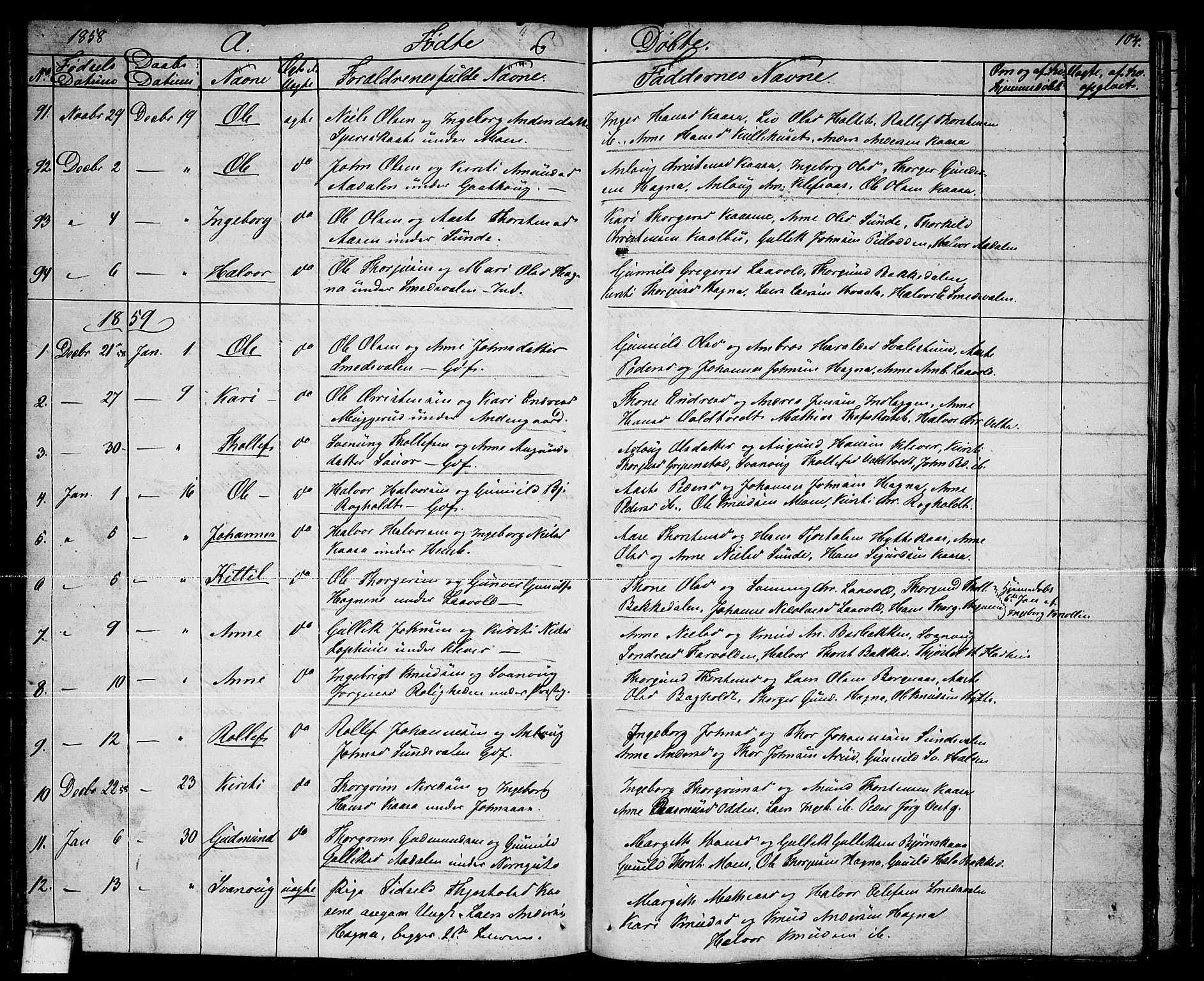 Sauherad kirkebøker, SAKO/A-298/G/Ga/L0002: Parish register (copy) no. I 2, 1842-1866, p. 104