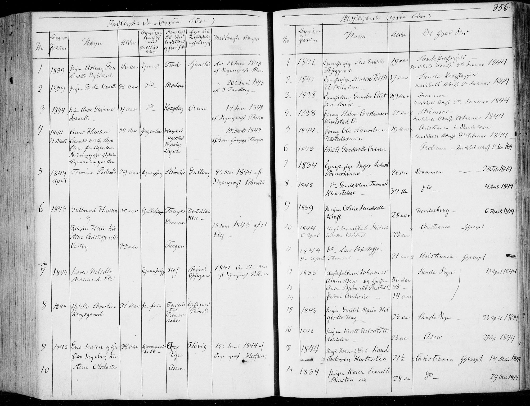 Lier kirkebøker, SAKO/A-230/F/Fa/L0011: Parish register (official) no. I 11, 1843-1854, p. 356