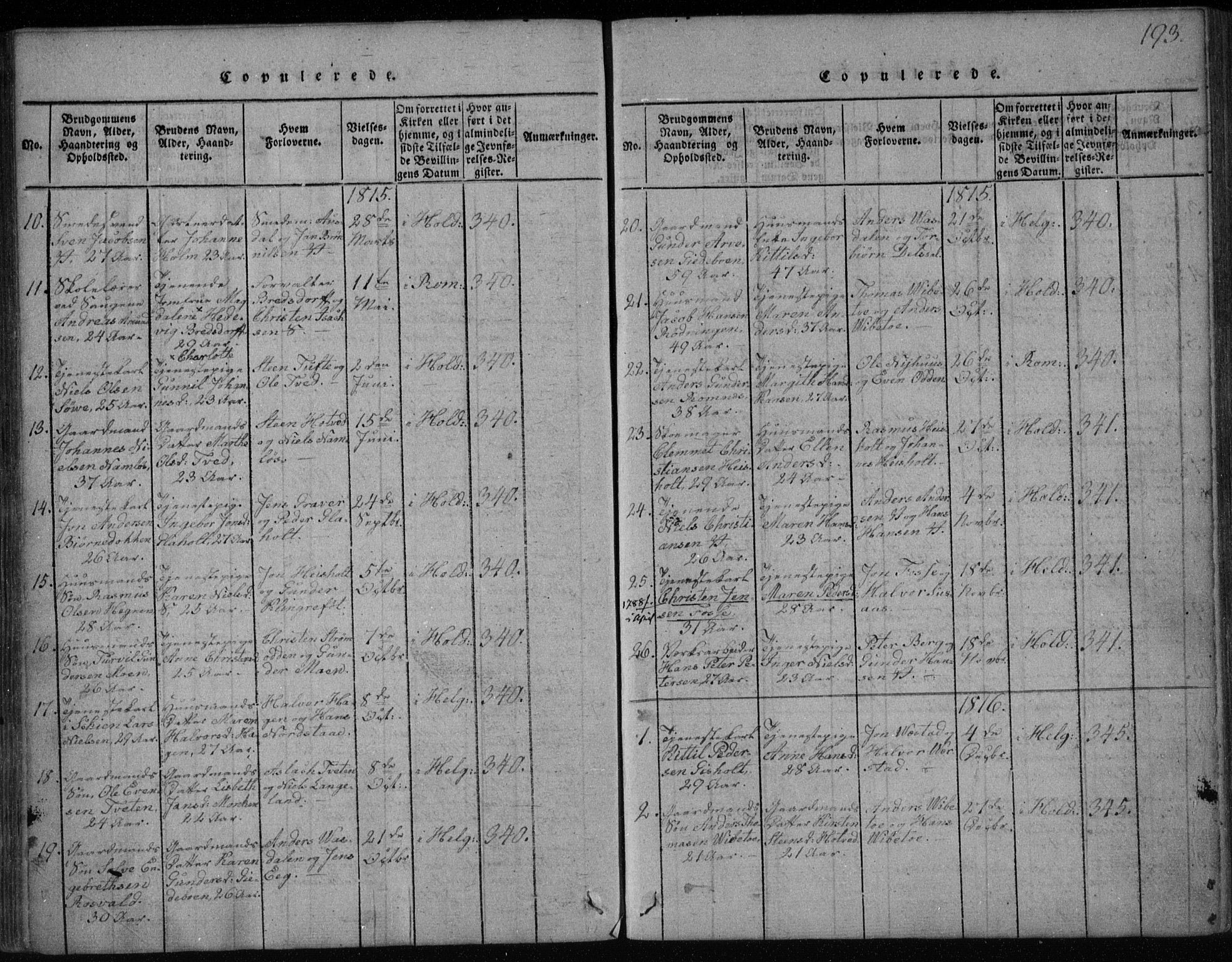 Holla kirkebøker, SAKO/A-272/F/Fa/L0003: Parish register (official) no. 3, 1815-1830, p. 193