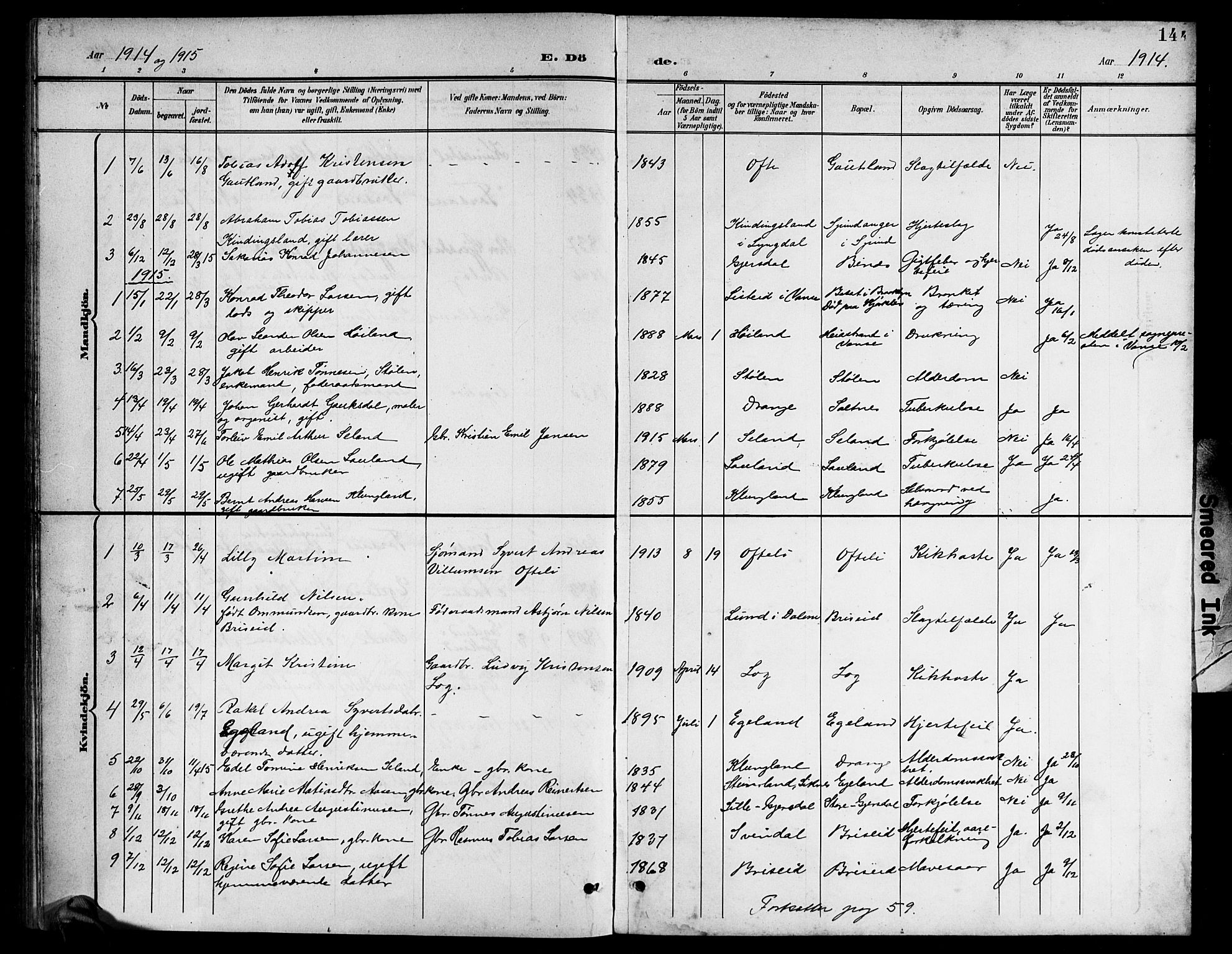 Herad sokneprestkontor, AV/SAK-1111-0018/F/Fb/Fba/L0005: Parish register (copy) no. B 5, 1899-1921, p. 143