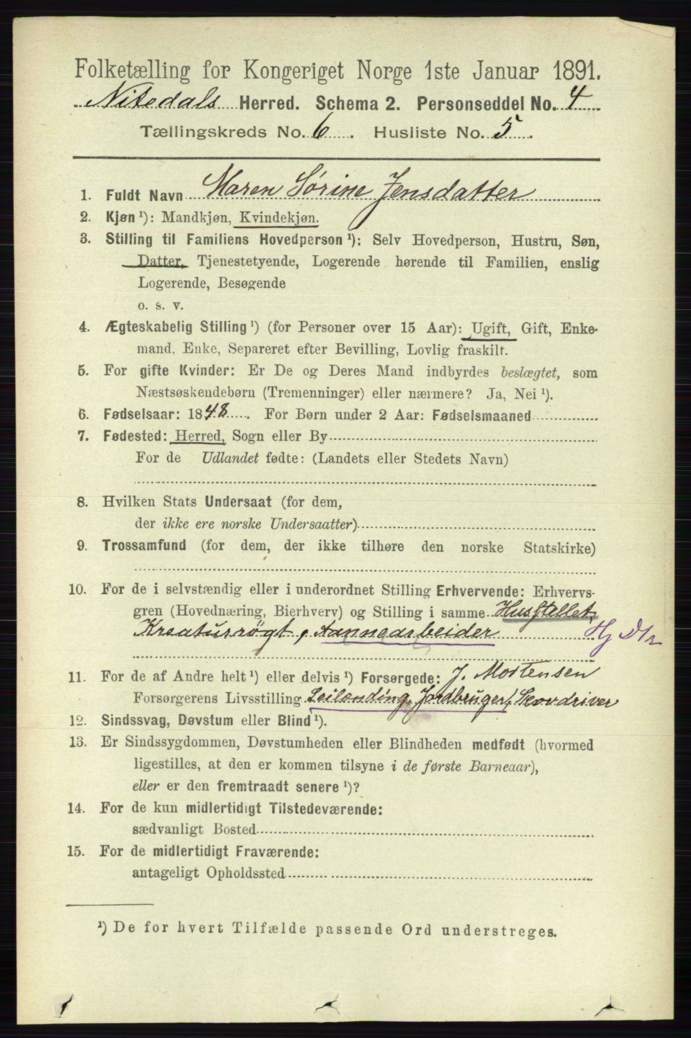 RA, 1891 census for 0233 Nittedal, 1891, p. 2637