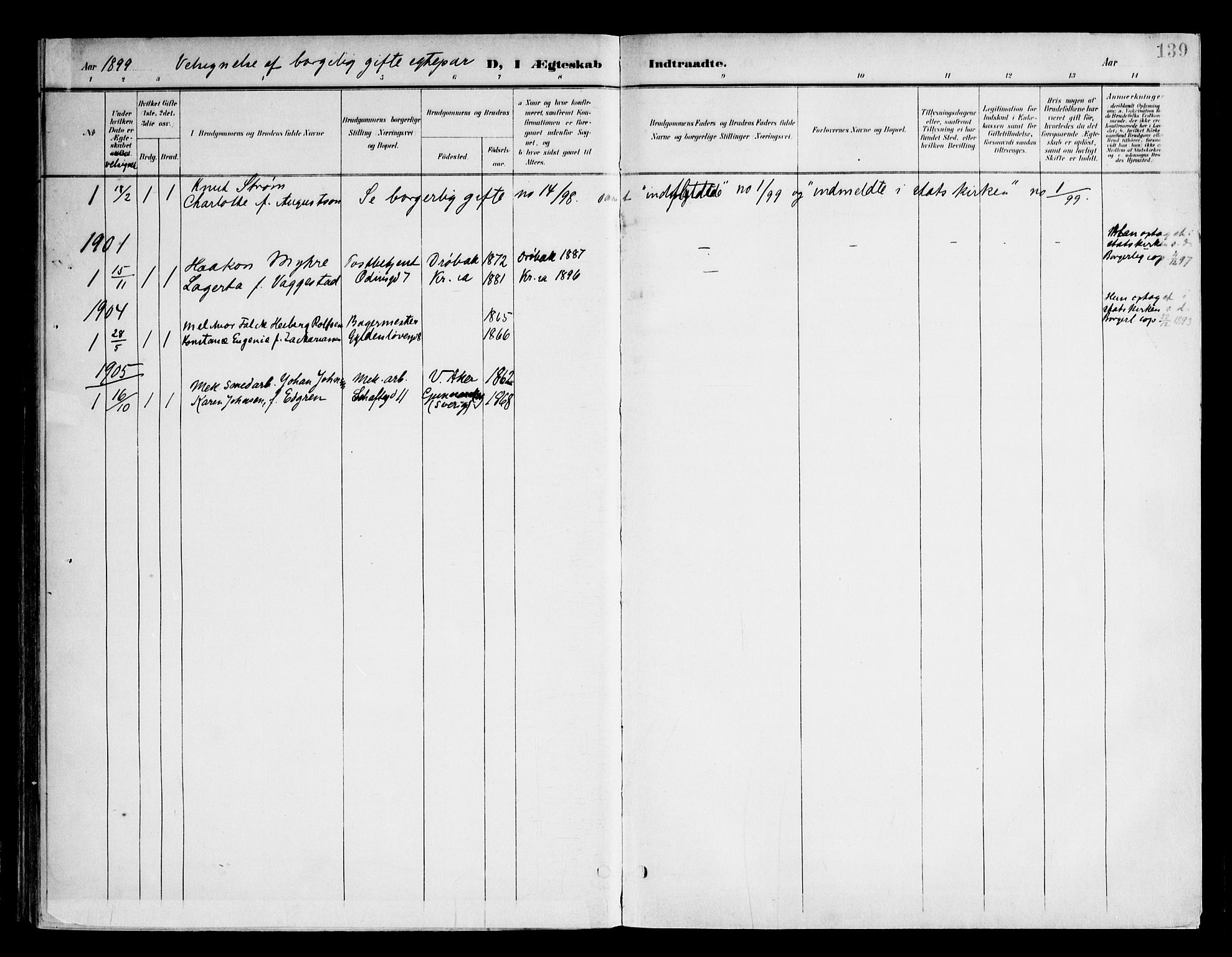 Frogner prestekontor Kirkebøker, SAO/A-10886/F/Fa/L0003: Parish register (official) no. 3, 1898-1917, p. 139