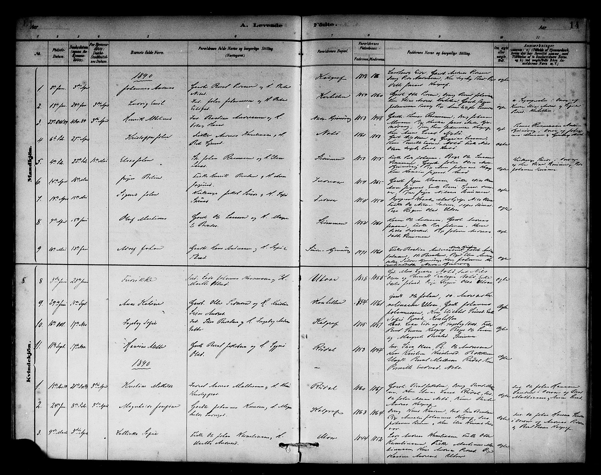 Solund sokneprestembete, SAB/A-81401: Parish register (official) no. C 1, 1881-1896, p. 14