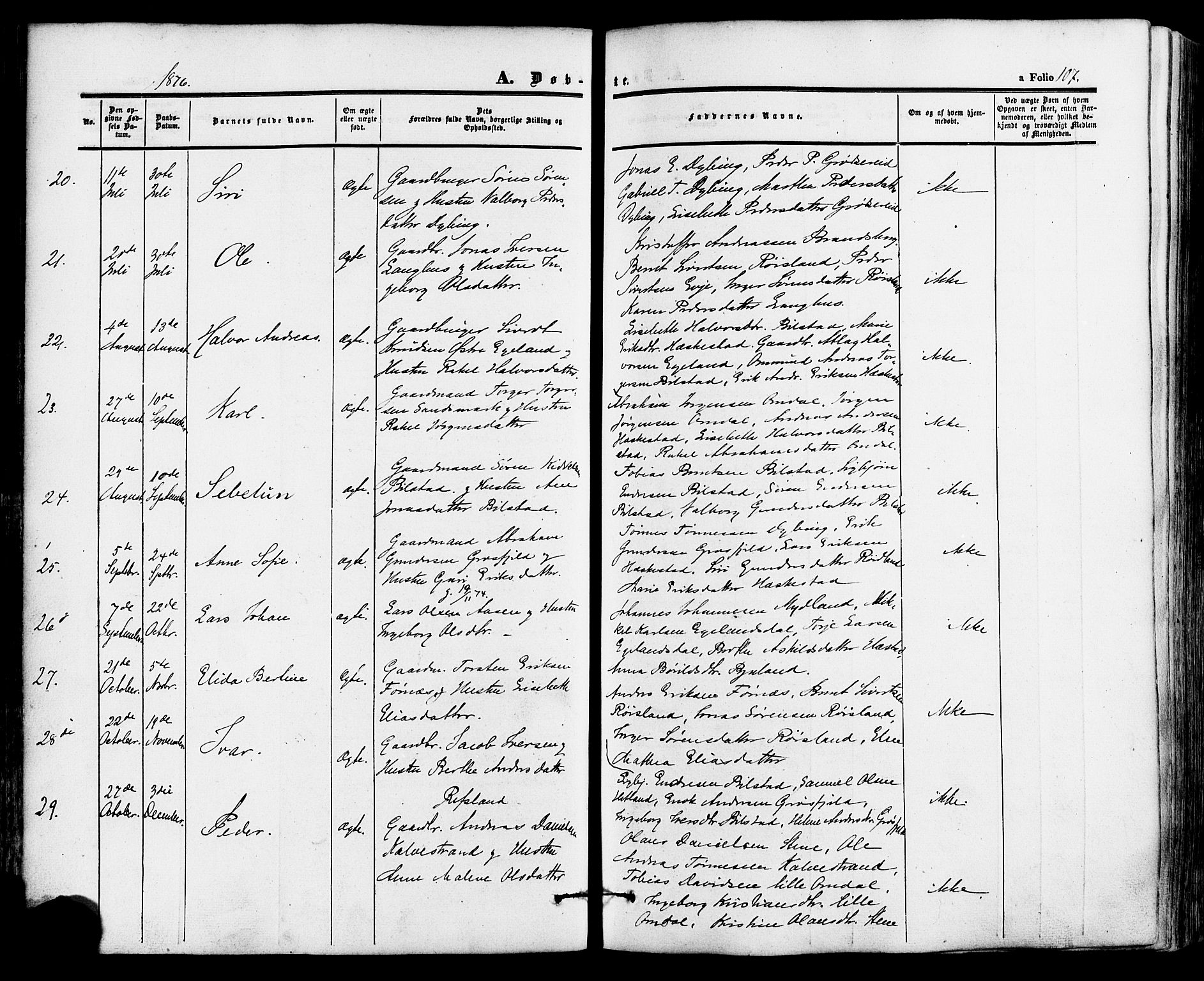 Lund sokneprestkontor, AV/SAST-A-101809/S06/L0010: Parish register (official) no. A 9, 1854-1886, p. 107