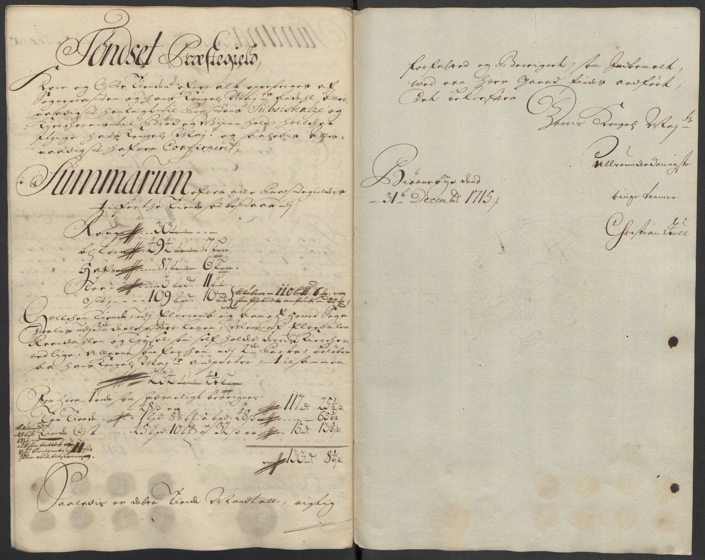 Rentekammeret inntil 1814, Reviderte regnskaper, Fogderegnskap, AV/RA-EA-4092/R13/L0853: Fogderegnskap Solør, Odal og Østerdal, 1715, p. 309