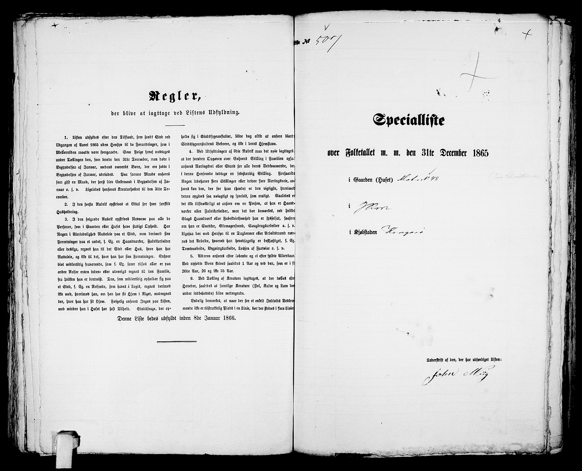 RA, 1865 census for Kragerø/Kragerø, 1865, p. 1030