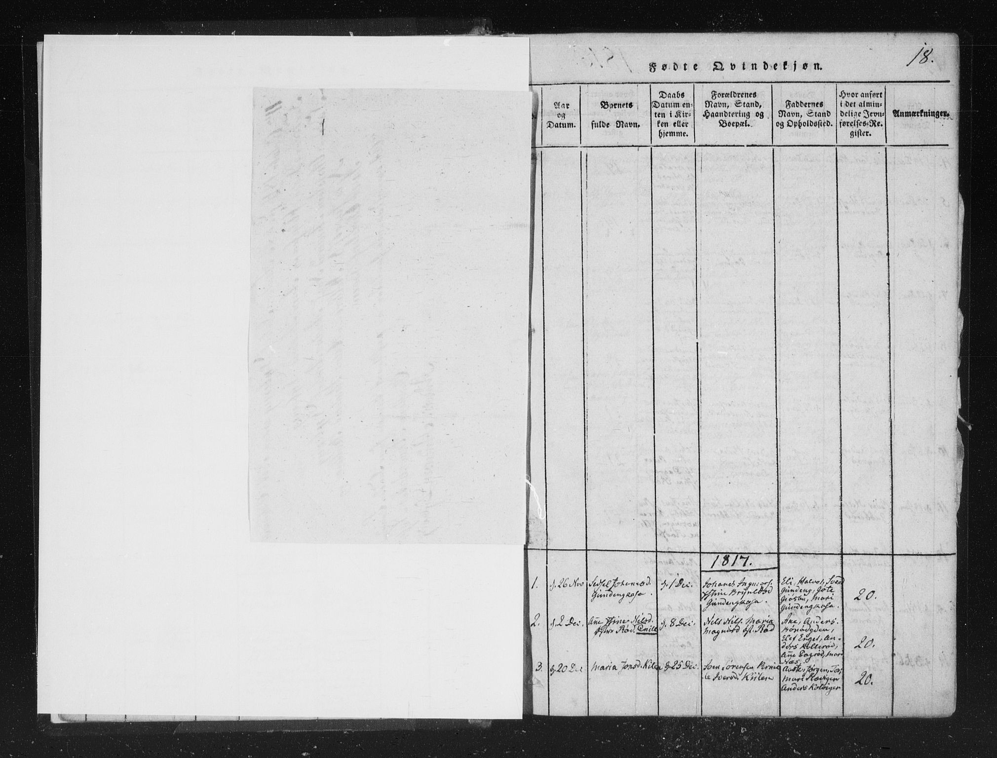 Aremark prestekontor Kirkebøker, AV/SAO-A-10899/F/Fc/L0001: Parish register (official) no. III 1, 1814-1834, p. 17-18