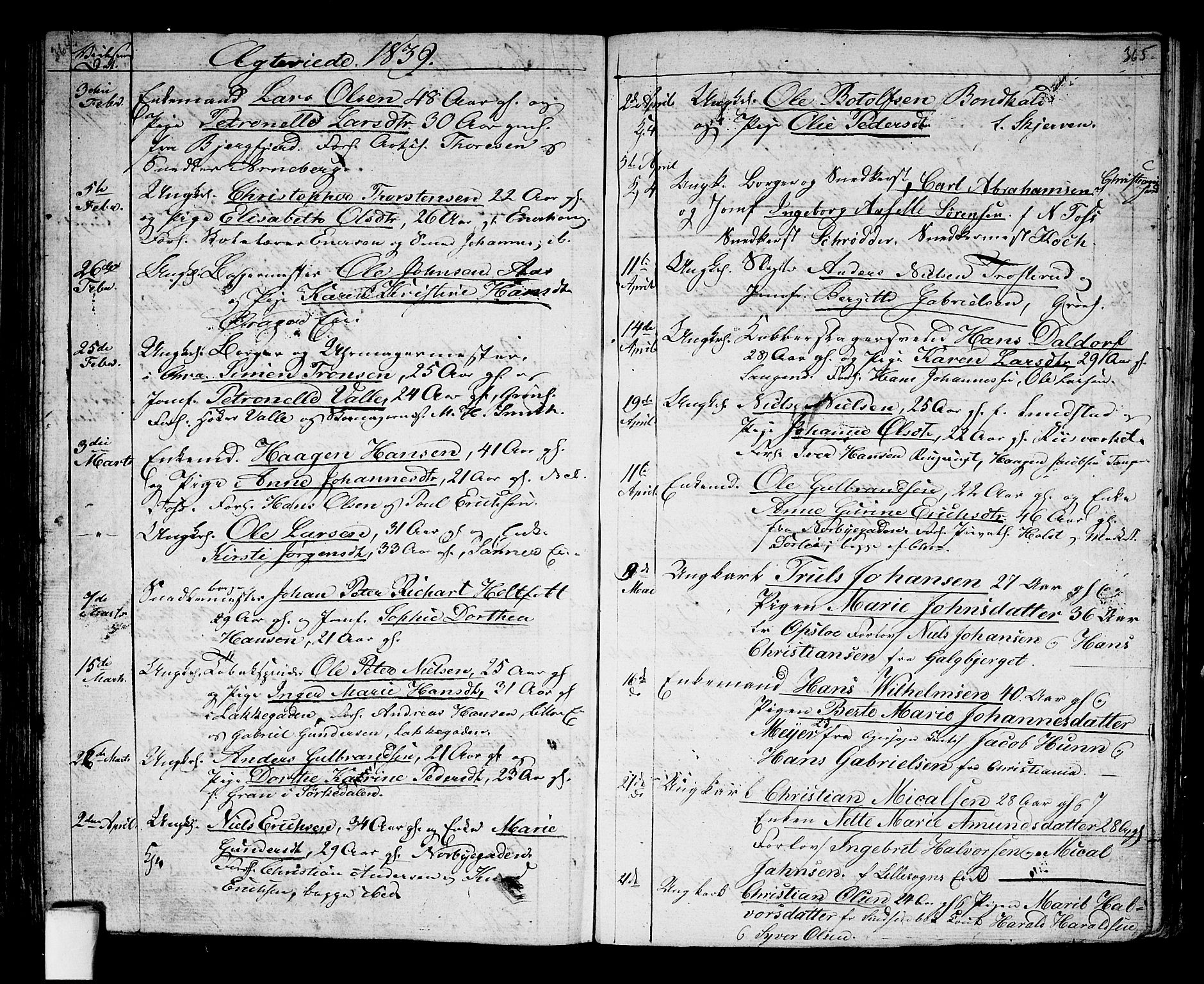 Aker prestekontor kirkebøker, AV/SAO-A-10861/G/L0007: Parish register (copy) no. 7, 1838-1846, p. 364-365