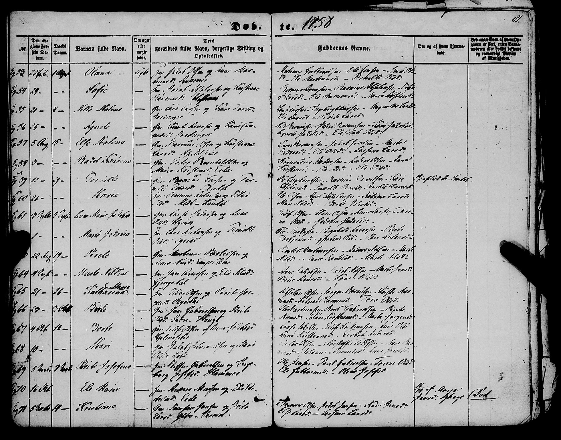 Gloppen sokneprestembete, AV/SAB-A-80101/H/Haa/Haaa/L0009: Parish register (official) no. A 9, 1855-1870, p. 81