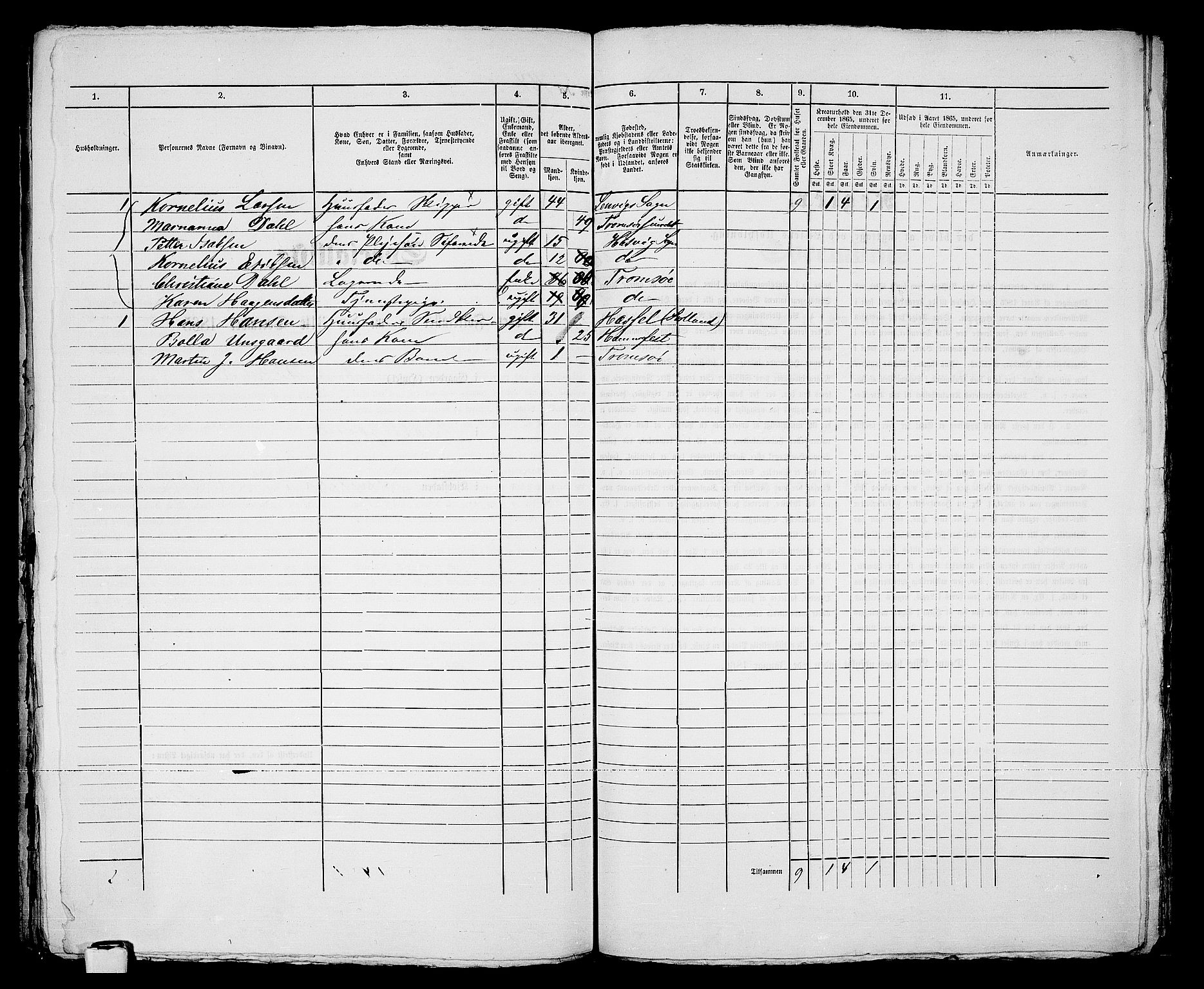 RA, 1865 census for Tromsø, 1865, p. 341